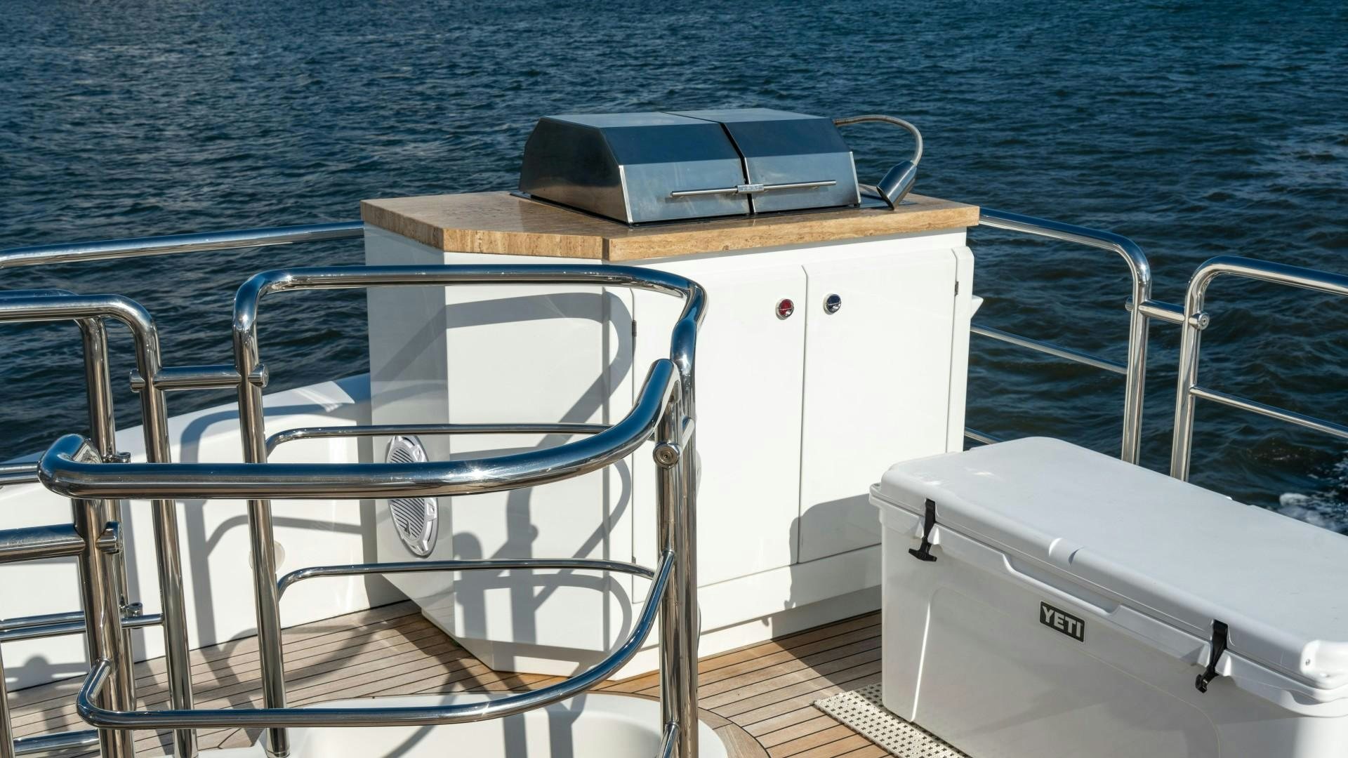 a boat with a laptop on it aboard PHOENIX Yacht for Sale