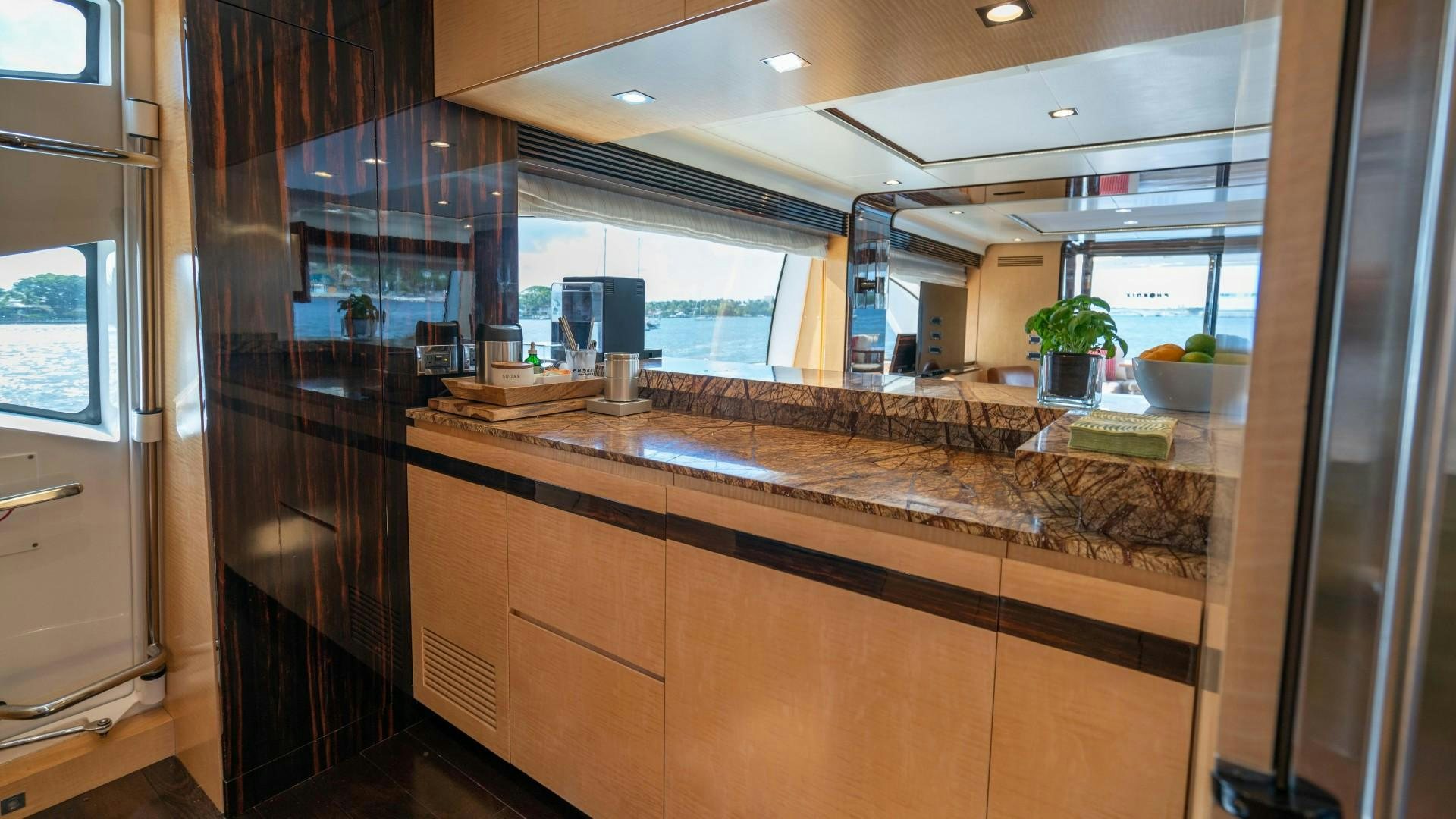 a kitchen with a countertop aboard PHOENIX Yacht for Sale
