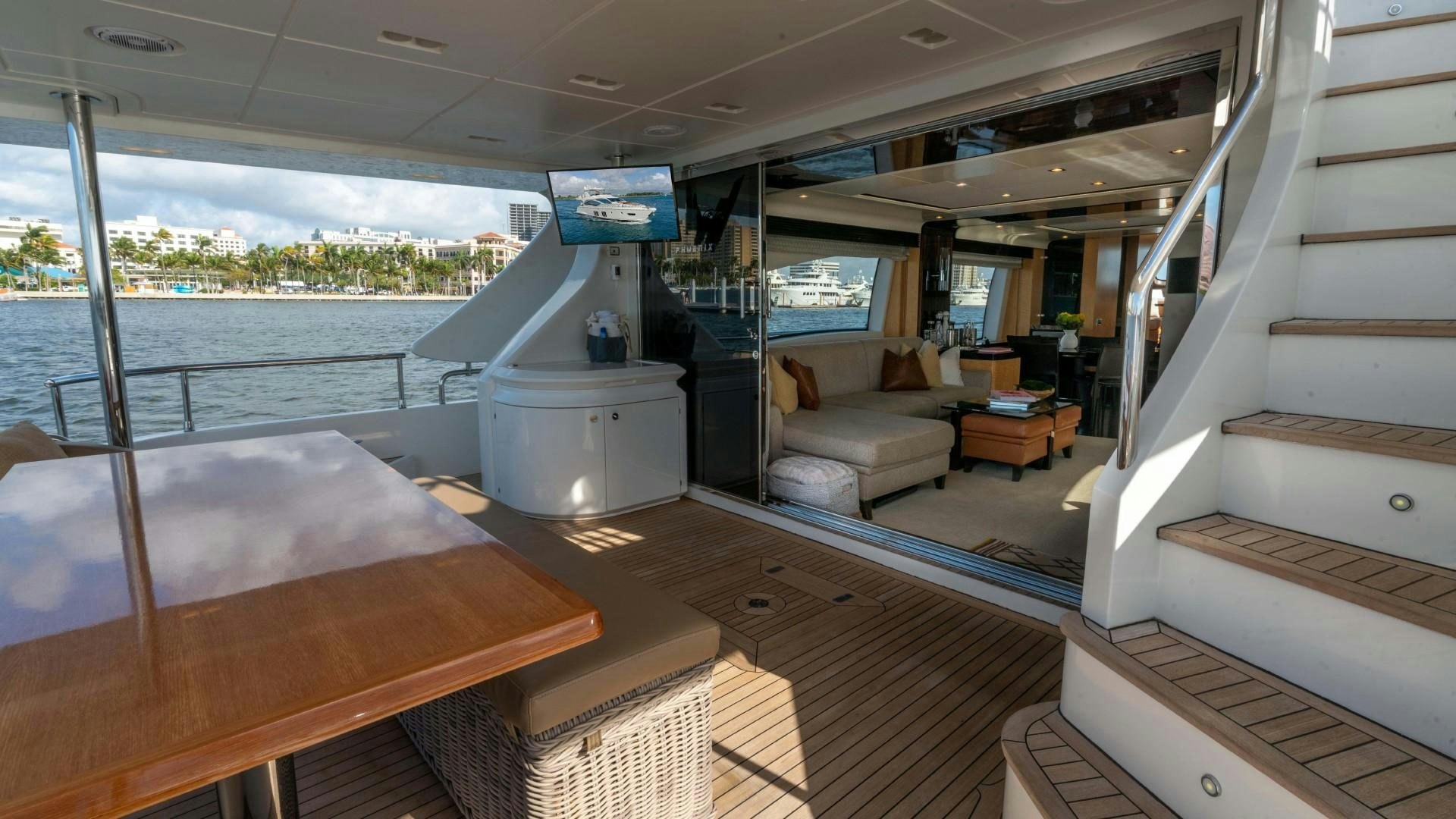 a boat on a deck aboard PHOENIX Yacht for Sale