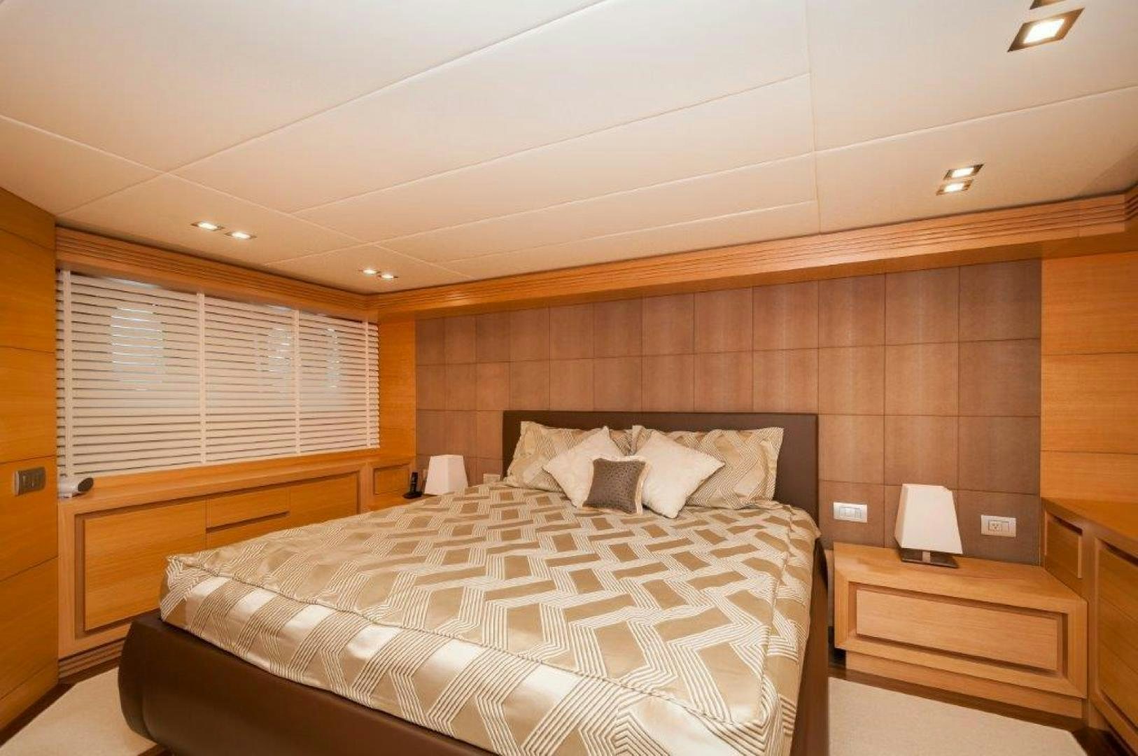 a bed in a room aboard NEVER REST Yacht for Sale