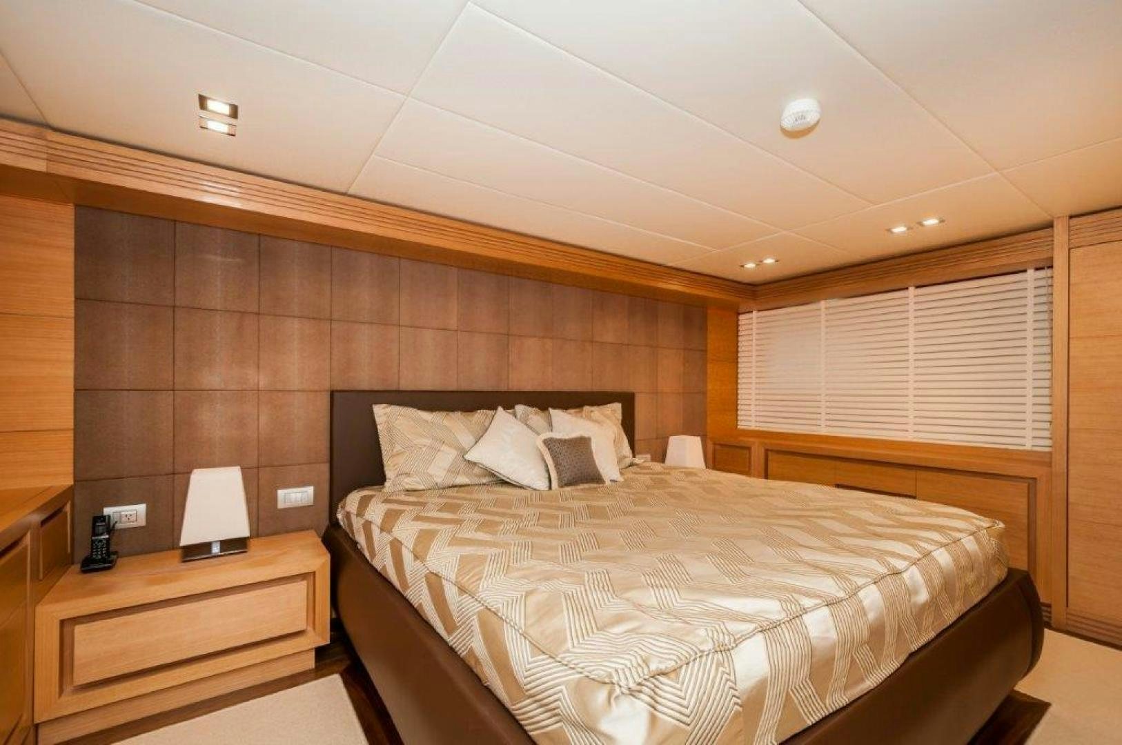 a bed in a room aboard NEVER REST Yacht for Sale