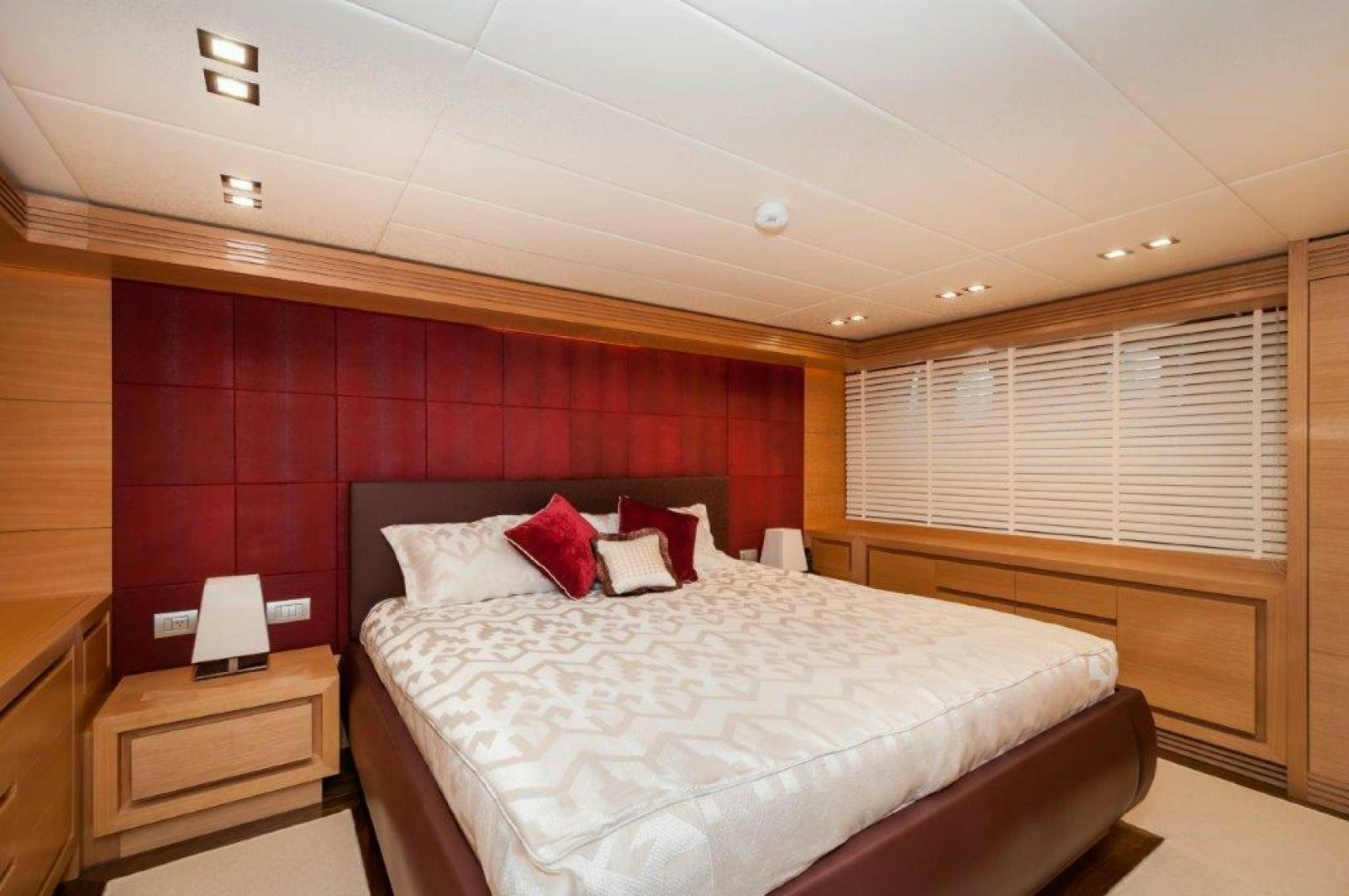a bed in a room aboard NEVER REST Yacht for Sale