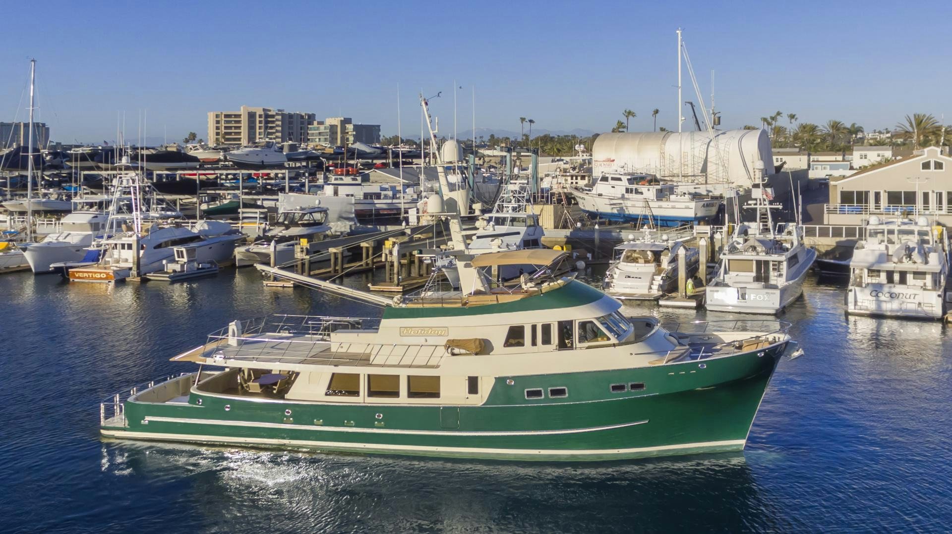 a group of boats in a harbor aboard HOLIDAY Yacht for Sale