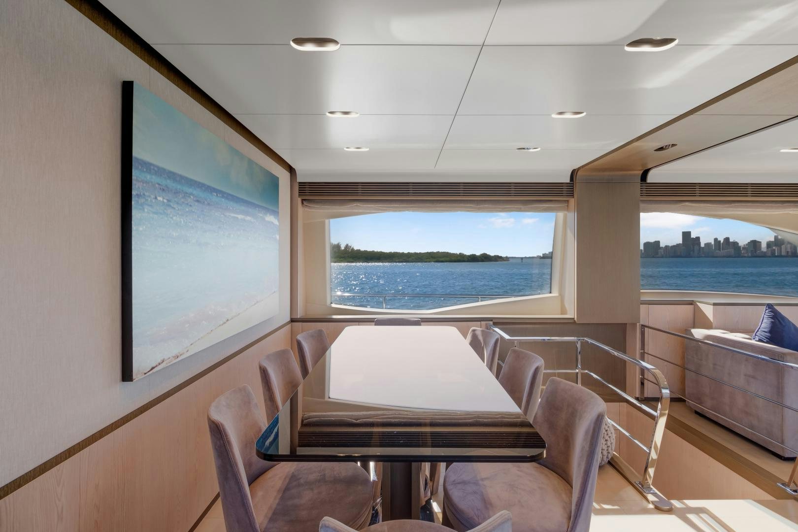 a room with a table and chairs aboard NO NAME Yacht for Sale