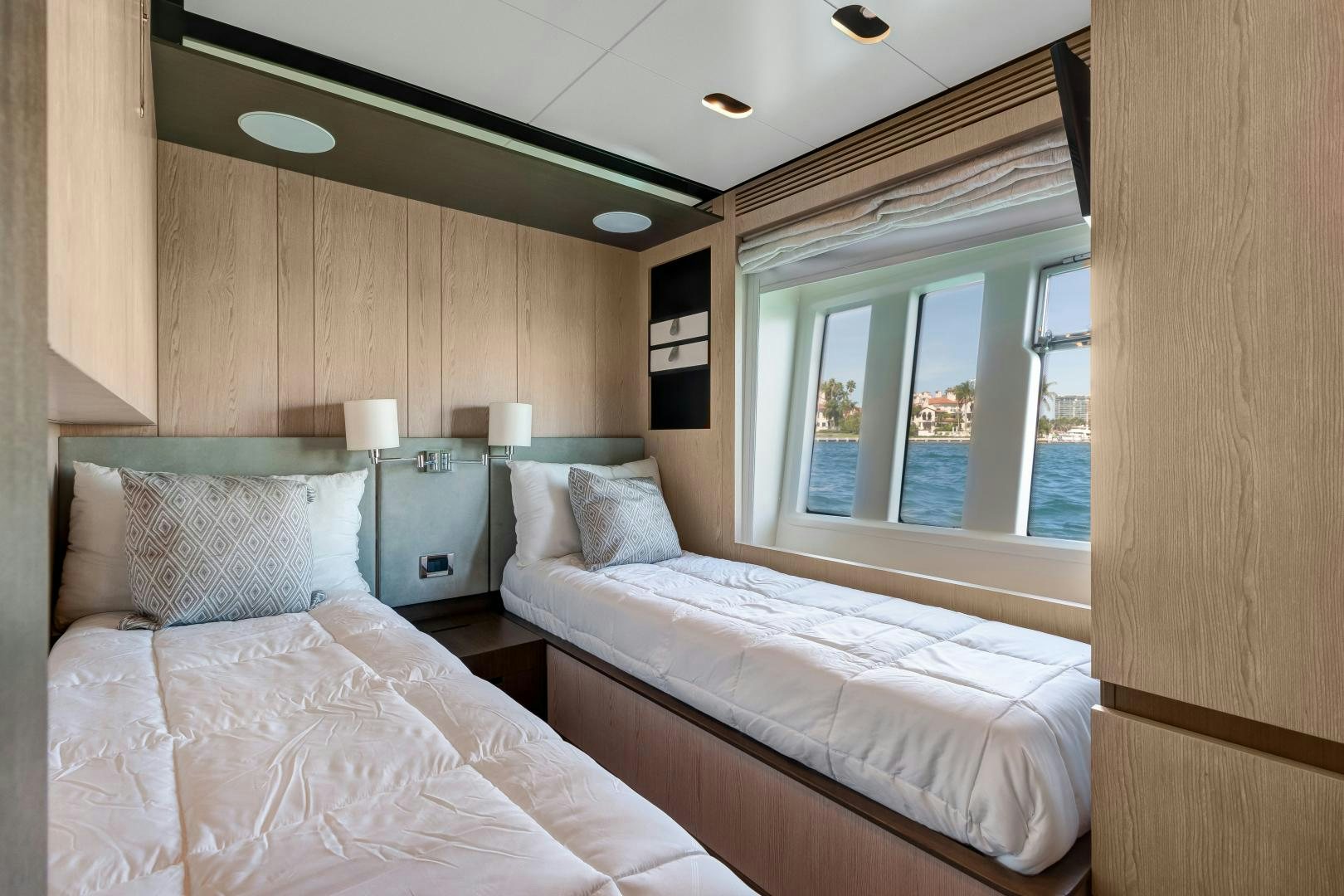 a couple of beds in a room aboard NO NAME Yacht for Sale