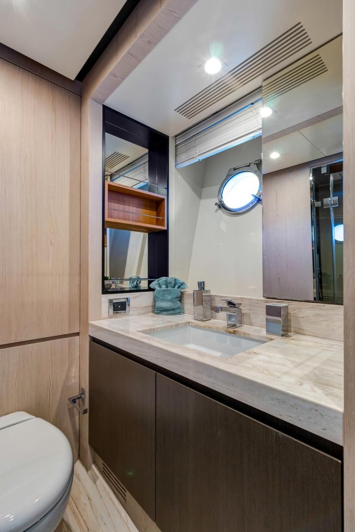a bathroom with a sink and a mirror aboard NO NAME Yacht for Sale