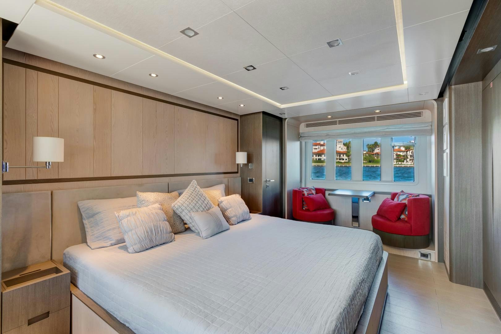a large bedroom with a bed aboard NO NAME Yacht for Sale