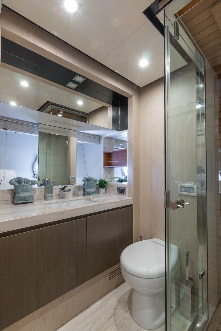 a bathroom with a glass shower aboard NO NAME Yacht for Sale