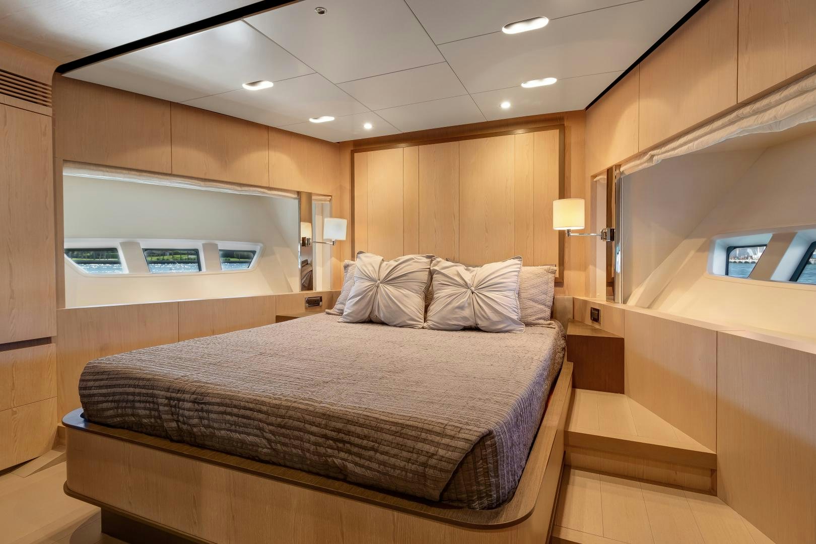 a bed in a room aboard NO NAME Yacht for Sale