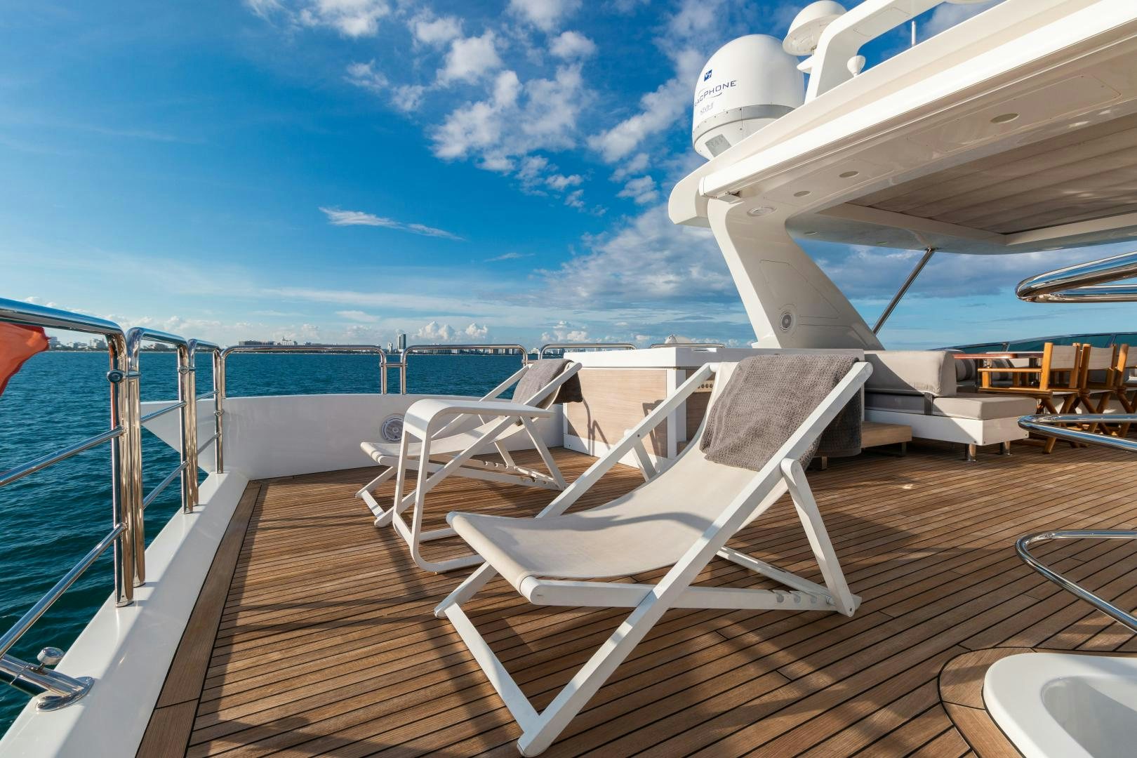 a deck with chairs on it aboard NO NAME Yacht for Sale