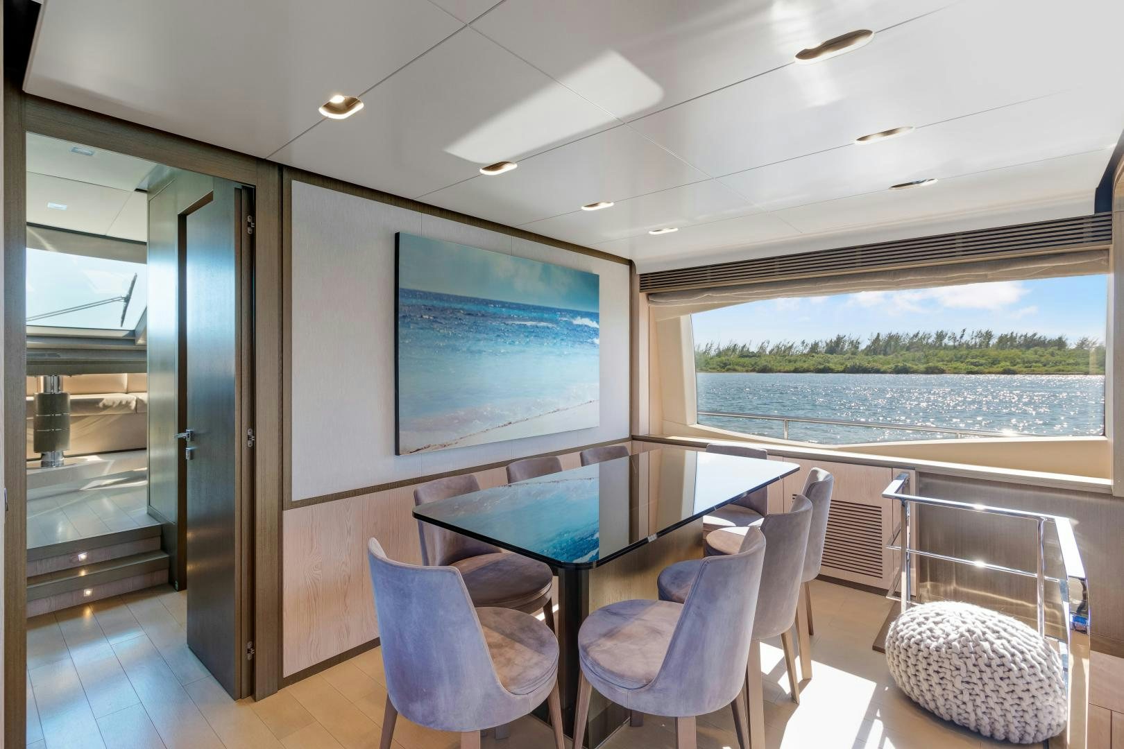 a room with a table and chairs aboard NO NAME Yacht for Sale