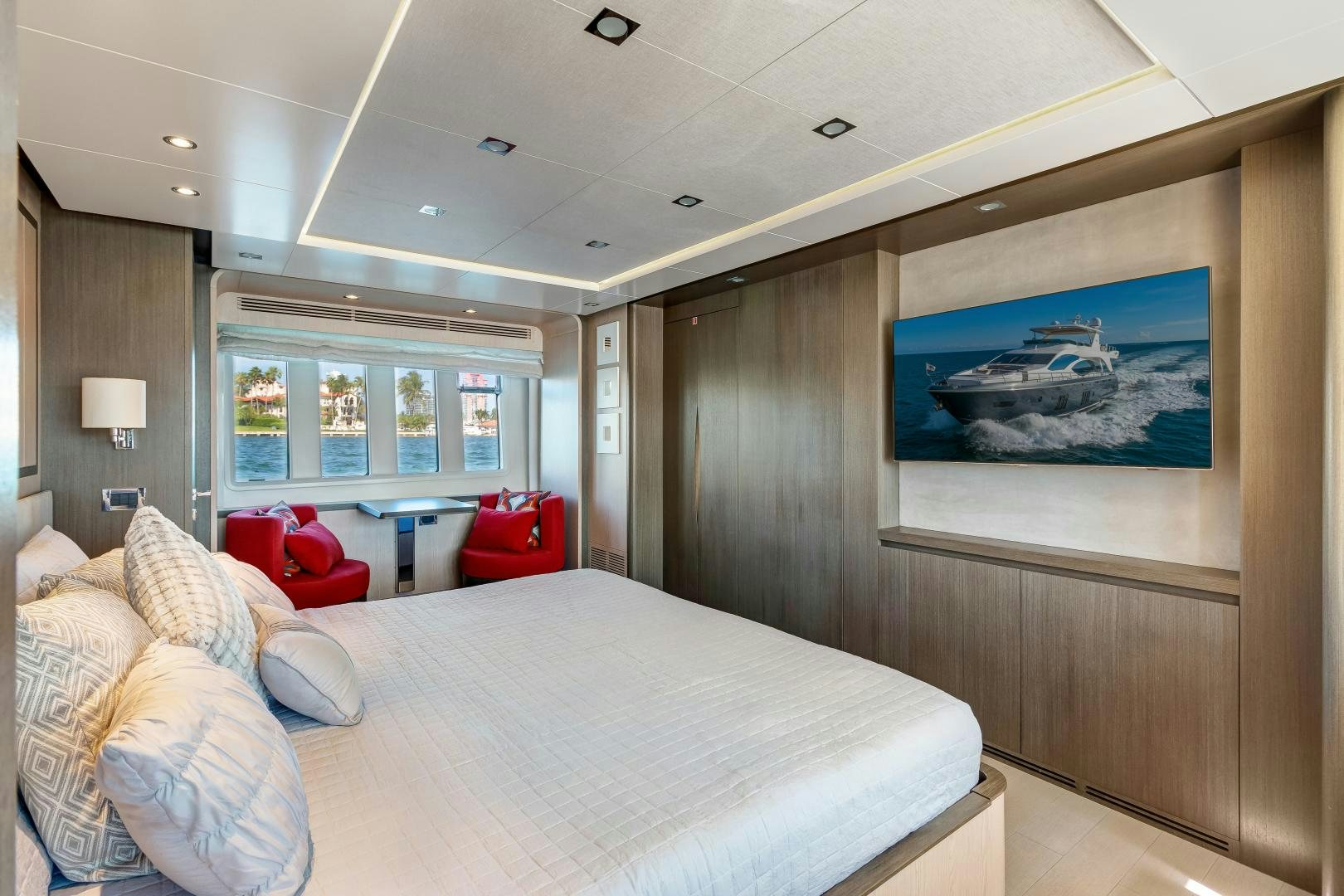 a large bedroom with a large bed aboard NO NAME Yacht for Sale