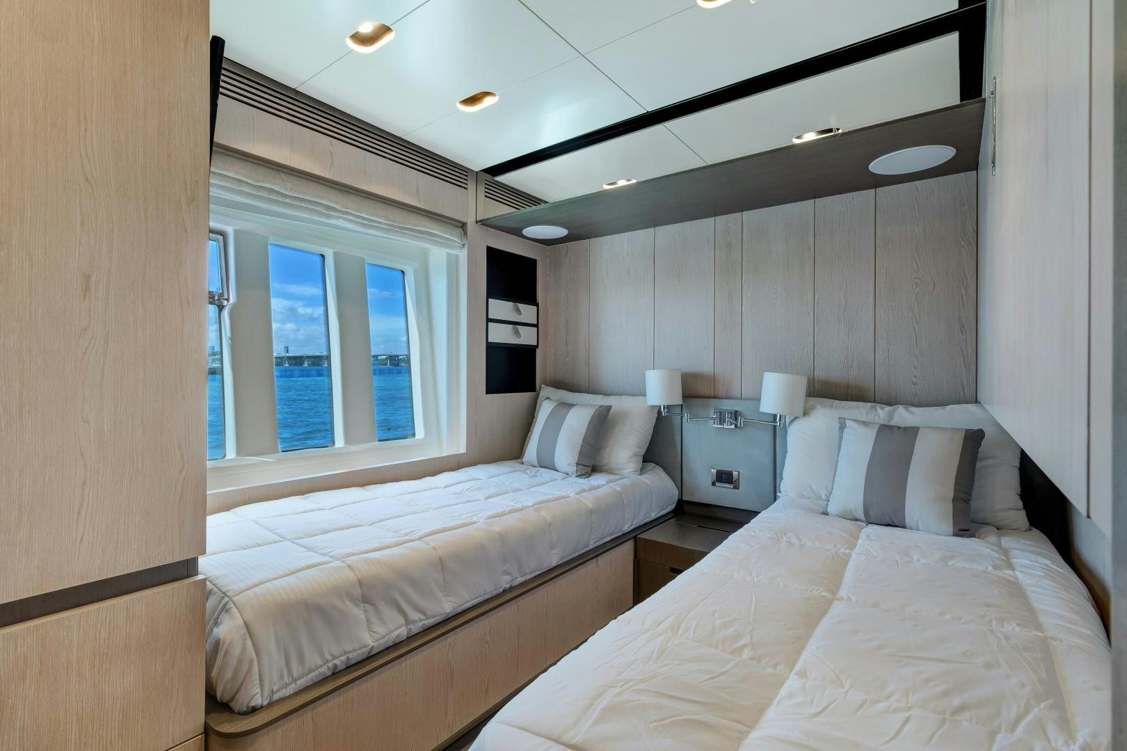 a room with two beds aboard NO NAME Yacht for Sale