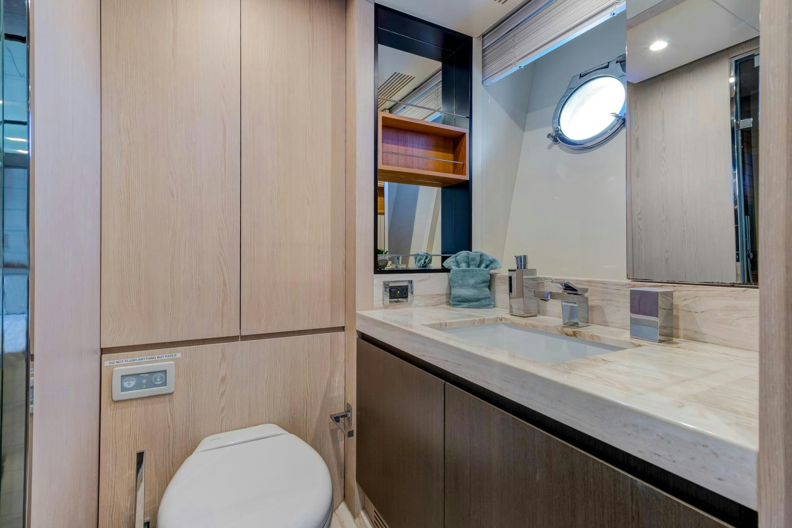 a bathroom with a sink and a mirror aboard NO NAME Yacht for Sale