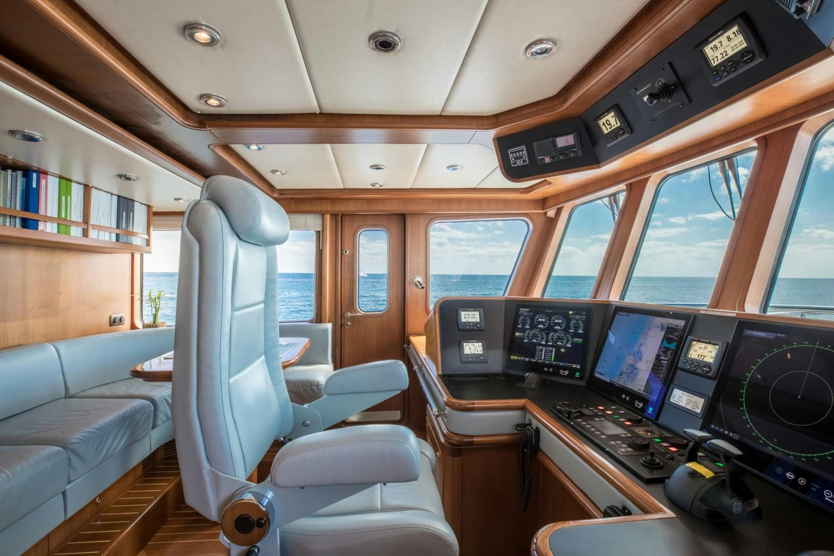 inside of a vehicle with computers and monitors aboard SLOW POKE Yacht for Sale