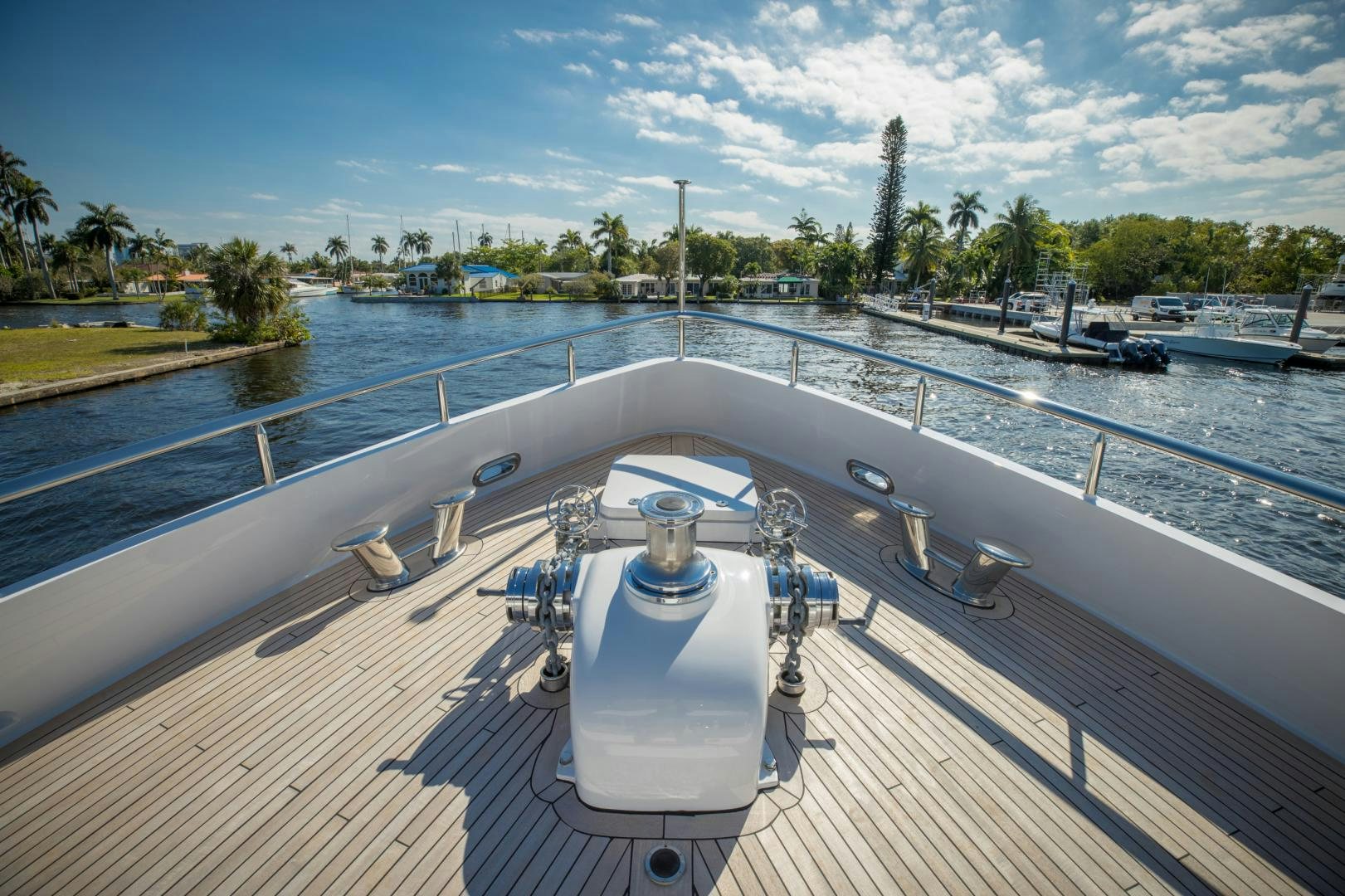 a deck with a large pool aboard SLOW POKE Yacht for Sale