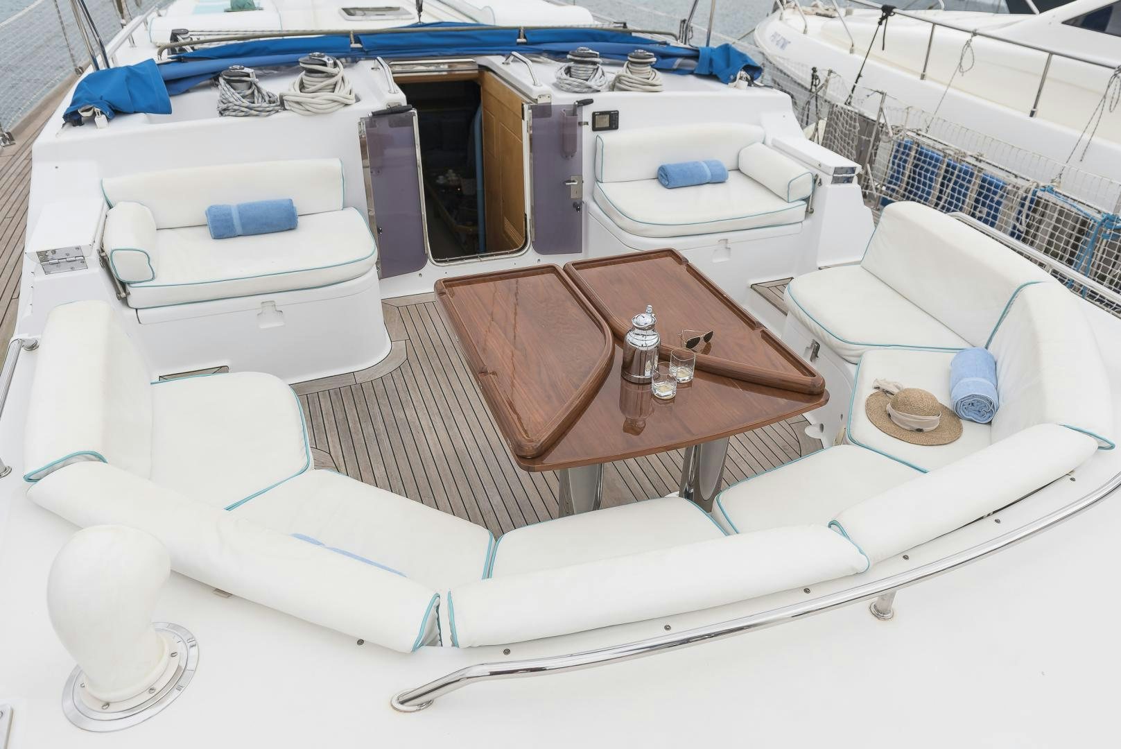 a group of white boats aboard ROCIO Yacht for Sale