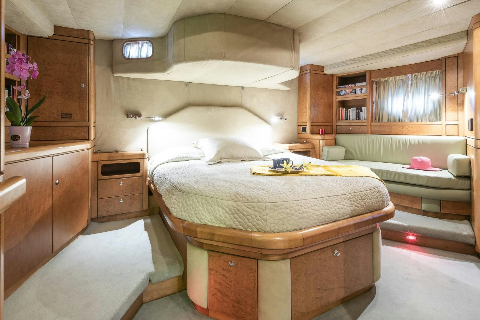a bed in a room aboard ROCIO Yacht for Sale