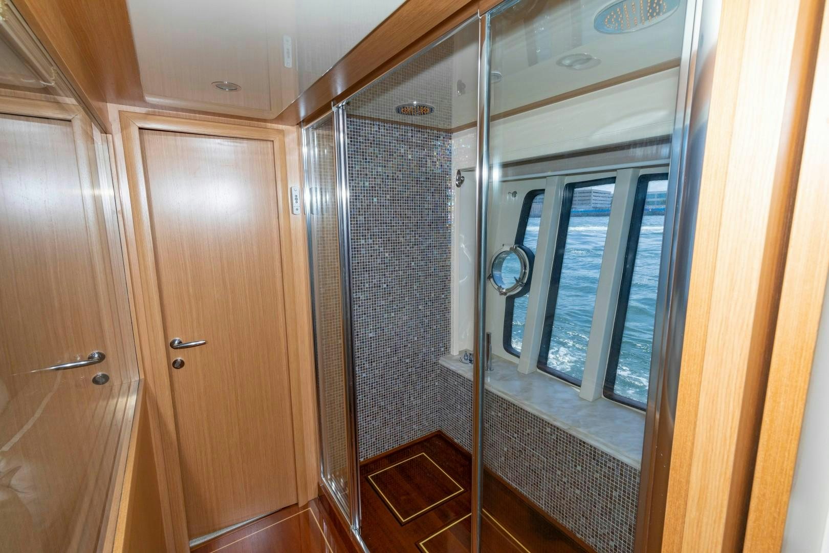 a shower unit in a bathroom aboard MI RX Yacht for Sale