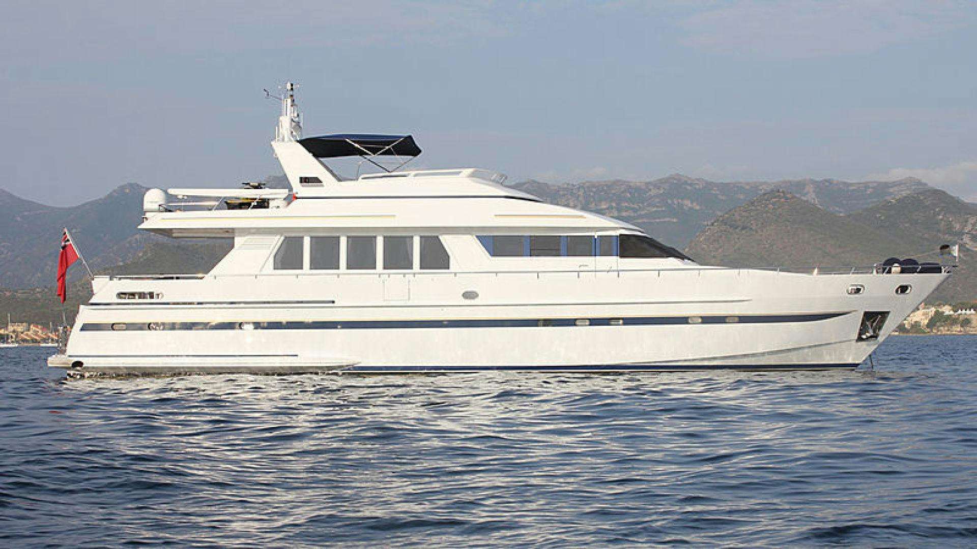 a white yacht in the water aboard HAPPY DAZE Yacht for Sale