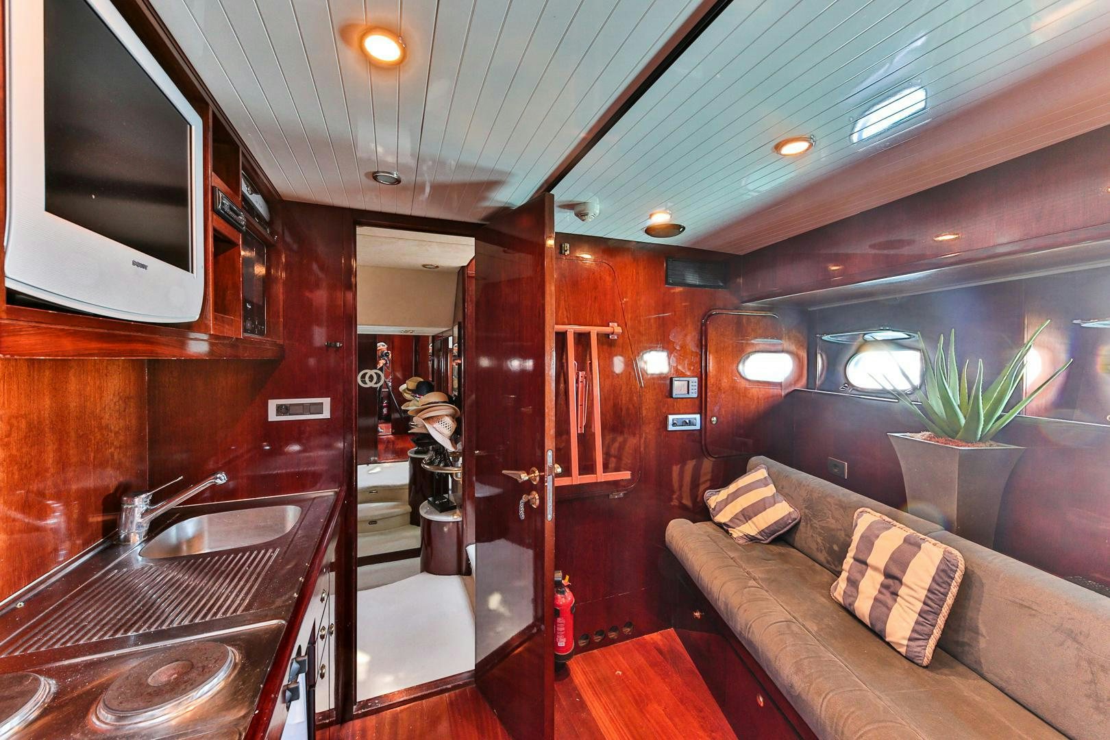 a person standing in a room aboard HAPPY DAZE Yacht for Sale