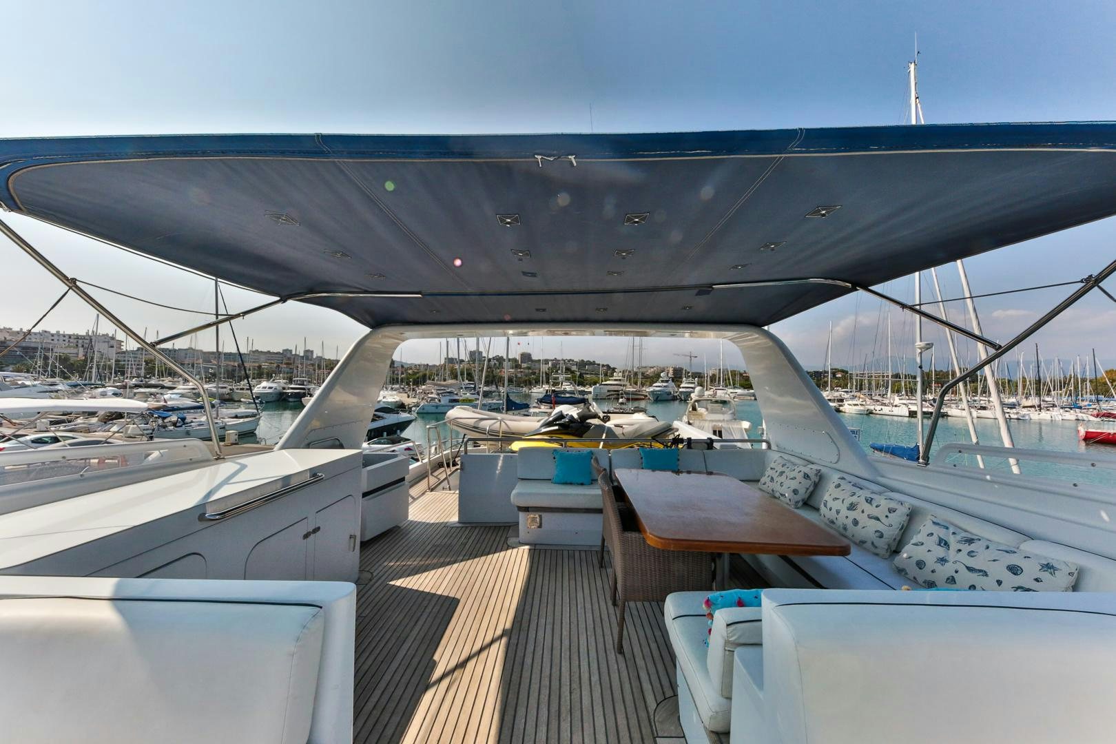 a deck with many boats aboard HAPPY DAZE Yacht for Sale