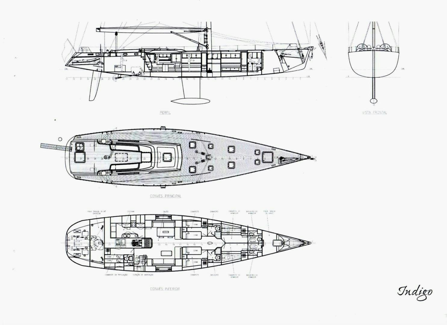 diagram, engineering drawing aboard INDIGO Yacht for Sale