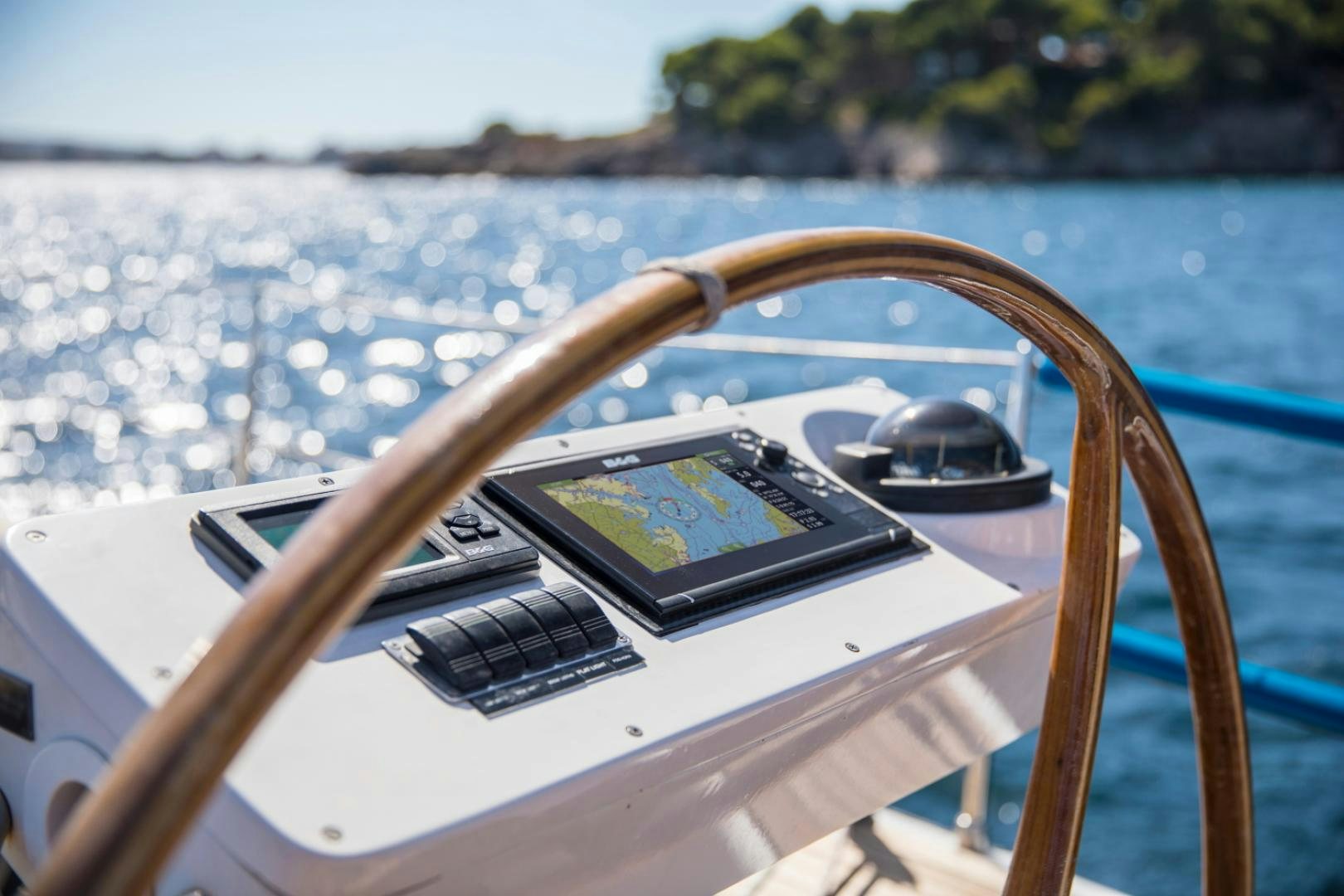 a phone on a boat aboard INDIGO Yacht for Sale