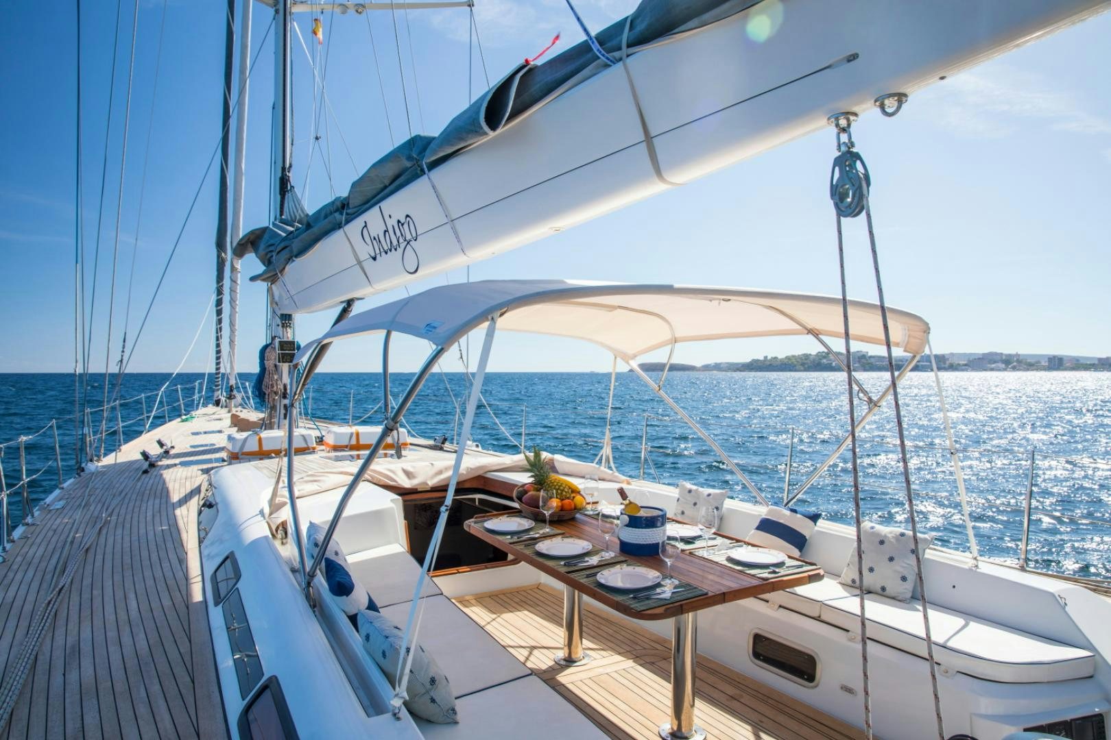 a boat on the water aboard INDIGO Yacht for Sale
