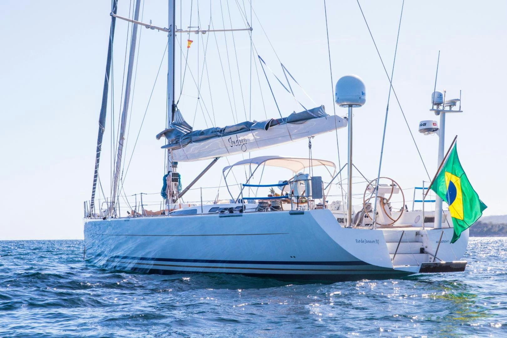 a boat sailing on the sea aboard INDIGO Yacht for Sale