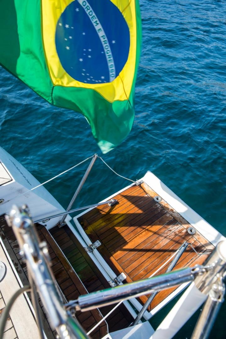 a flag on a boat aboard INDIGO Yacht for Sale