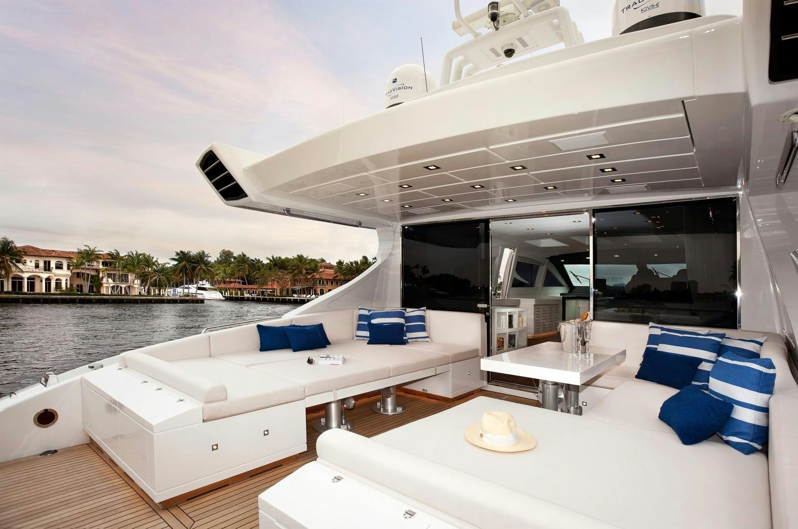 a modern house with a large balcony aboard MY TOY Yacht for Sale