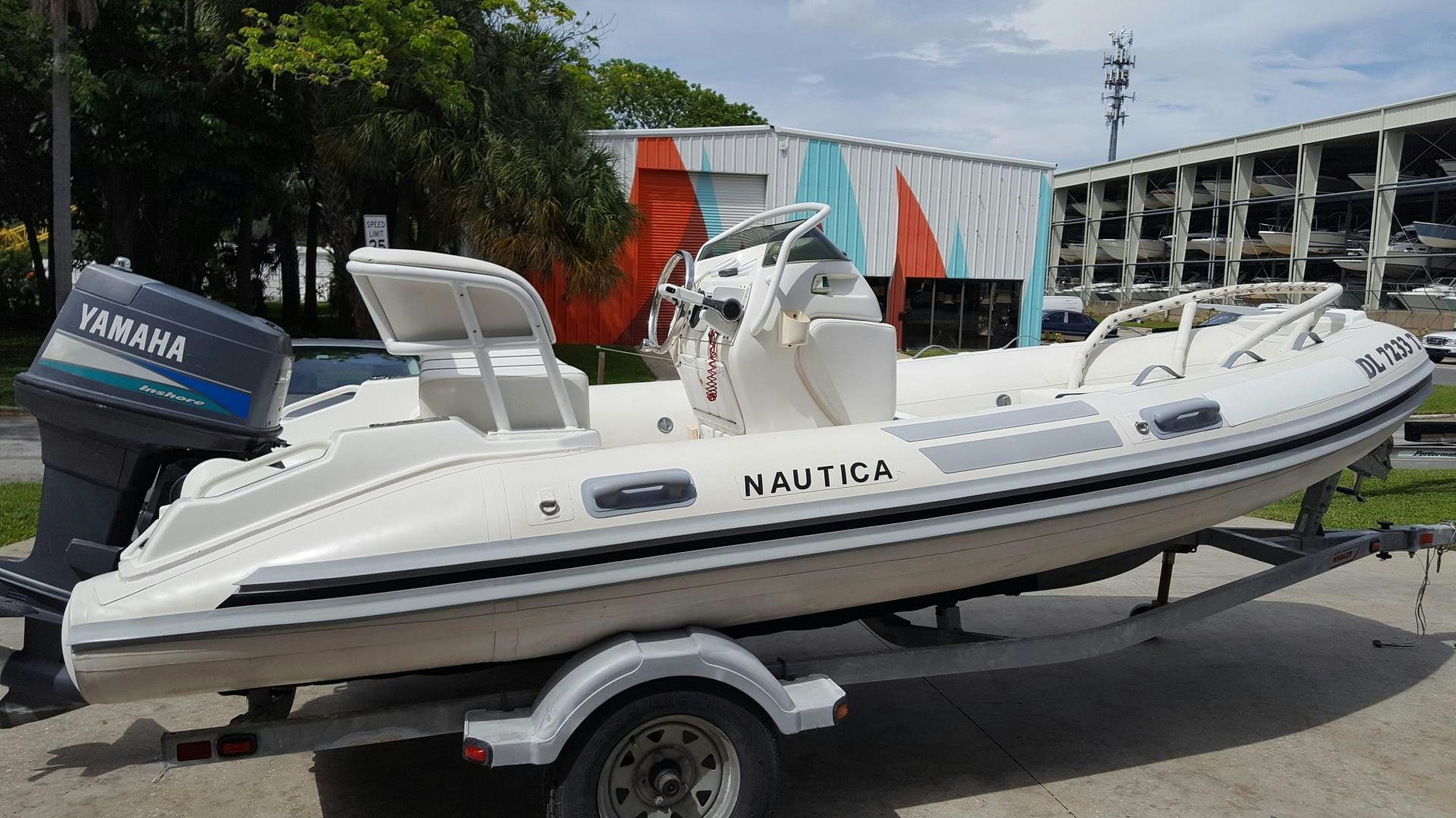 a boat on a trailer aboard PRIMETIME III Yacht for Sale