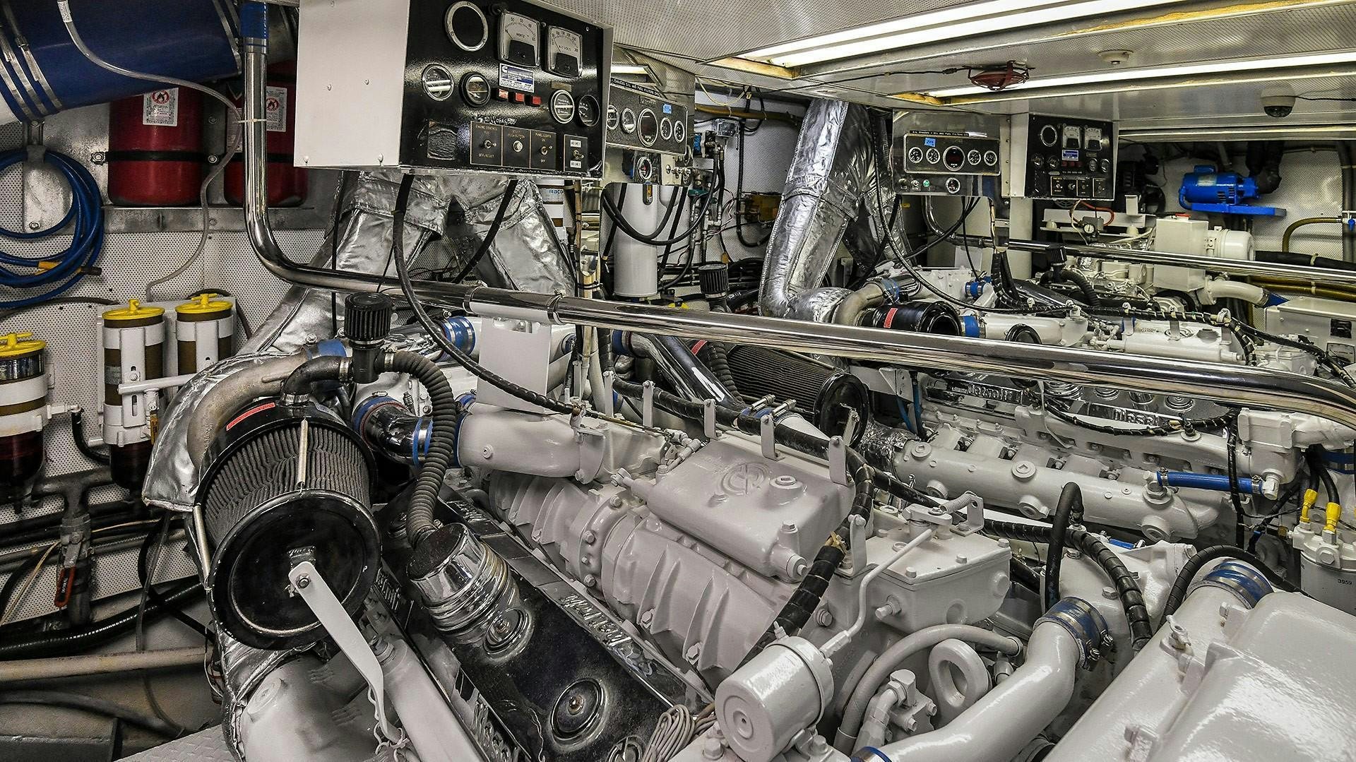 a machine with wires aboard PRIMETIME III Yacht for Sale