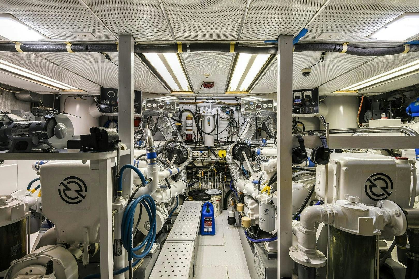a room with machinery aboard PRIMETIME III Yacht for Sale