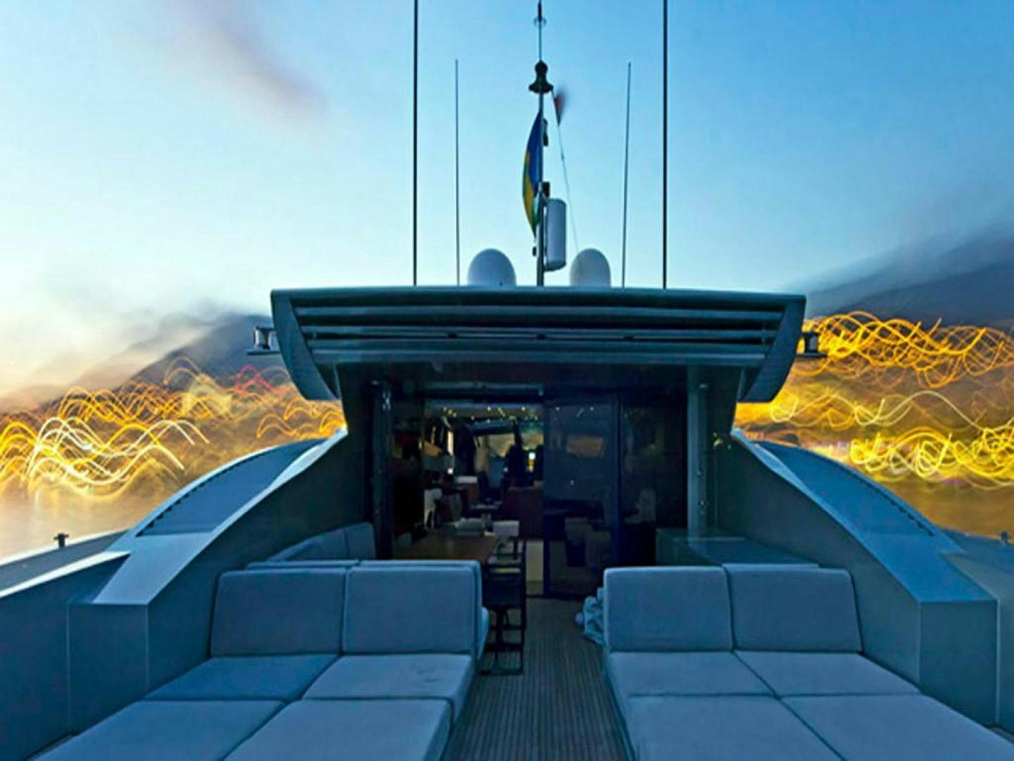 a room with a large black object on the wall aboard COTE D’AZURE Yacht for Sale