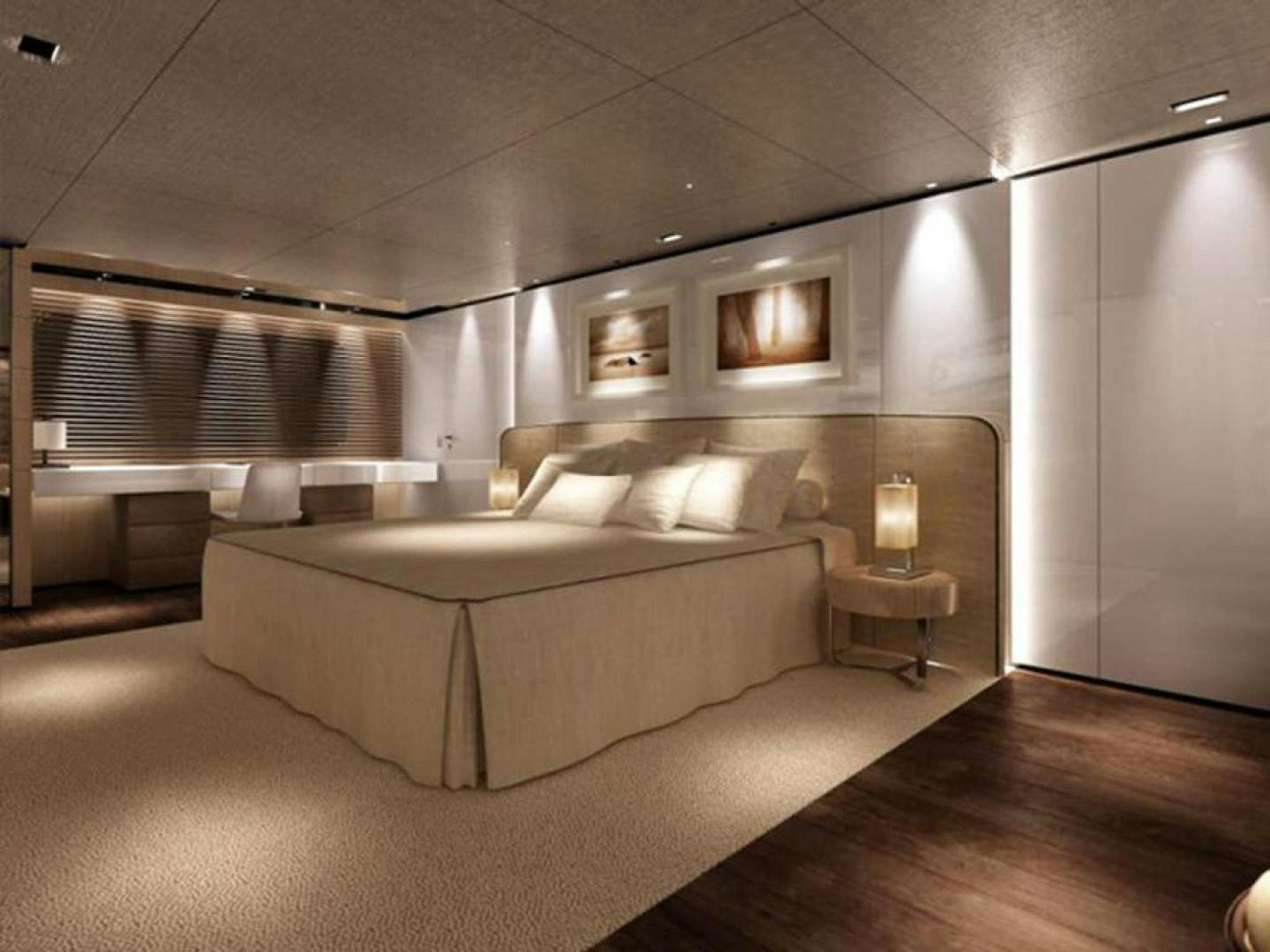 a room with a couch and a table aboard COTE D’AZURE Yacht for Sale