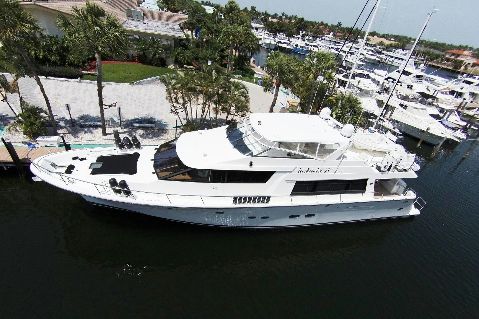 a group of boats in a harbor aboard LUCK A LEE IV Yacht for Sale