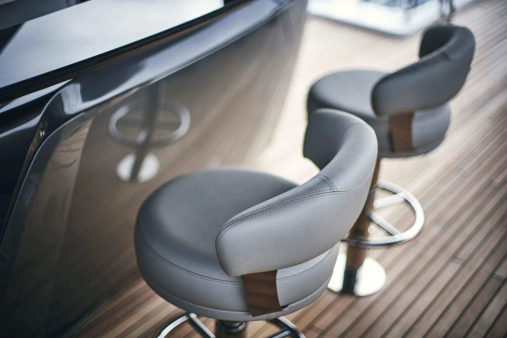 a close-up of a car seat aboard Y85 Yacht for Sale