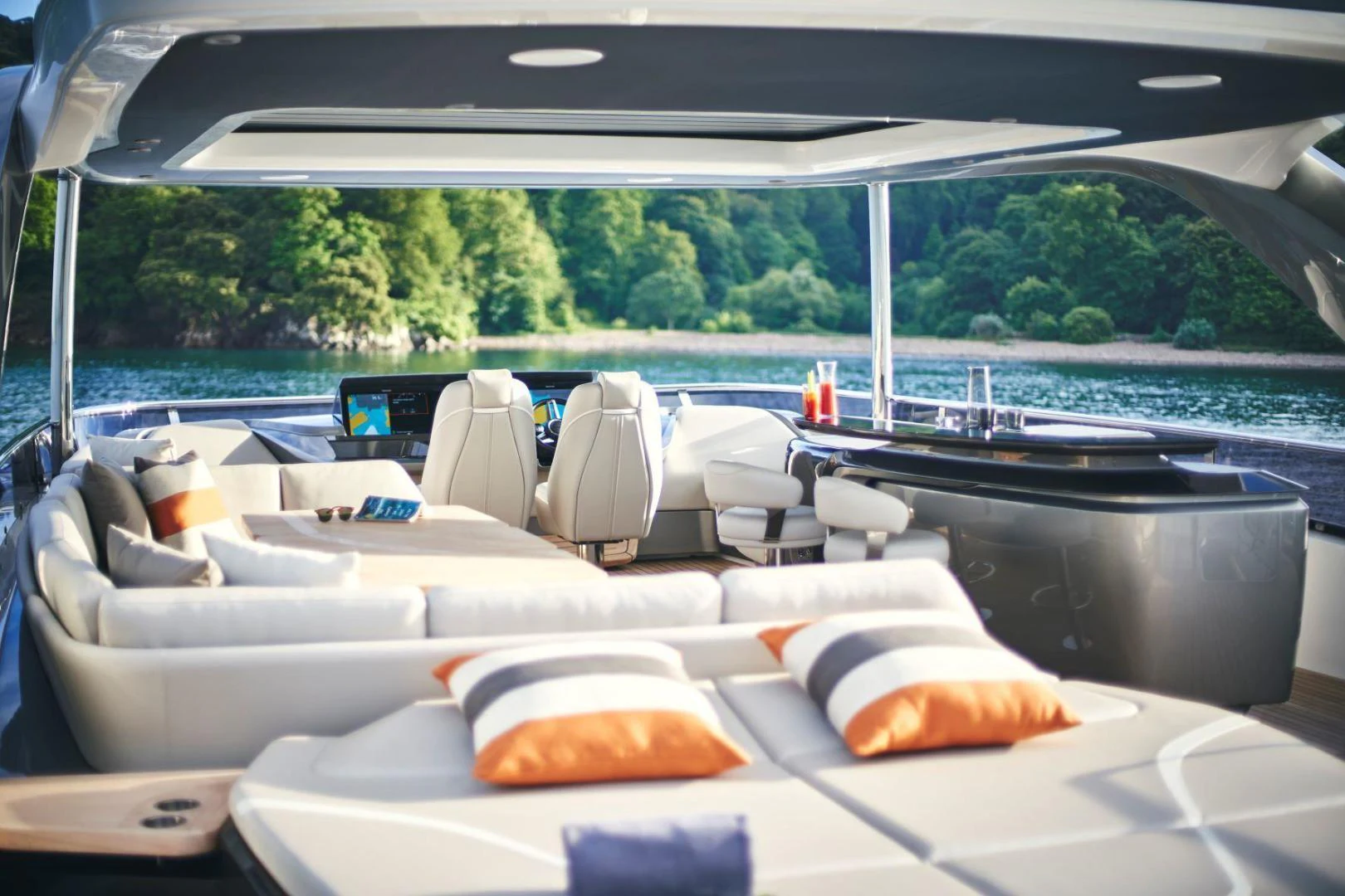 a boat on the water aboard Y85 Yacht for Sale