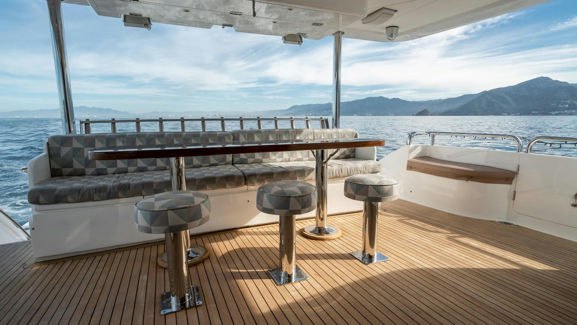 a table on a boat aboard FULL HOUSE Yacht for Sale