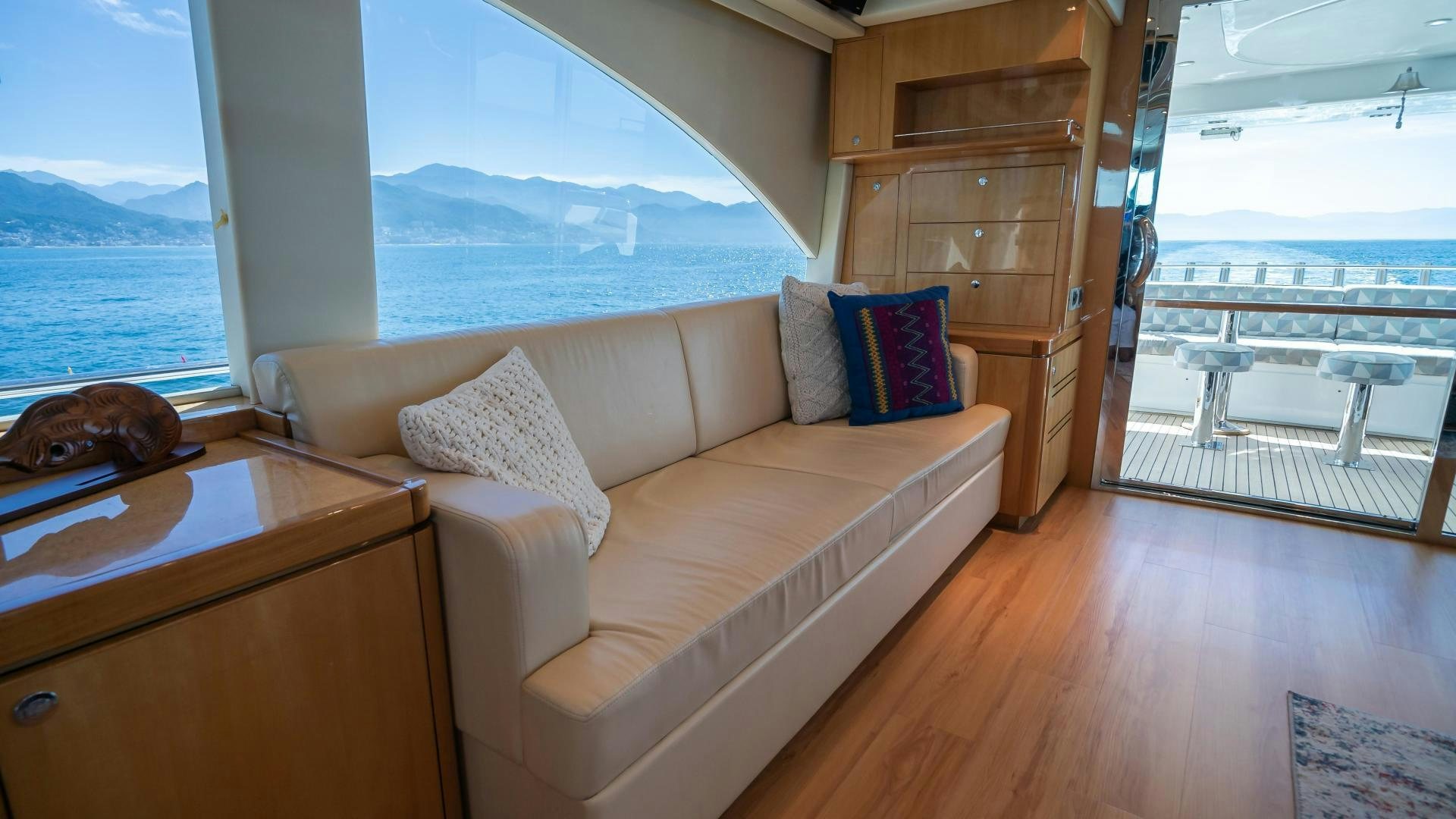 a room with a bed and a window aboard FULL HOUSE Yacht for Sale