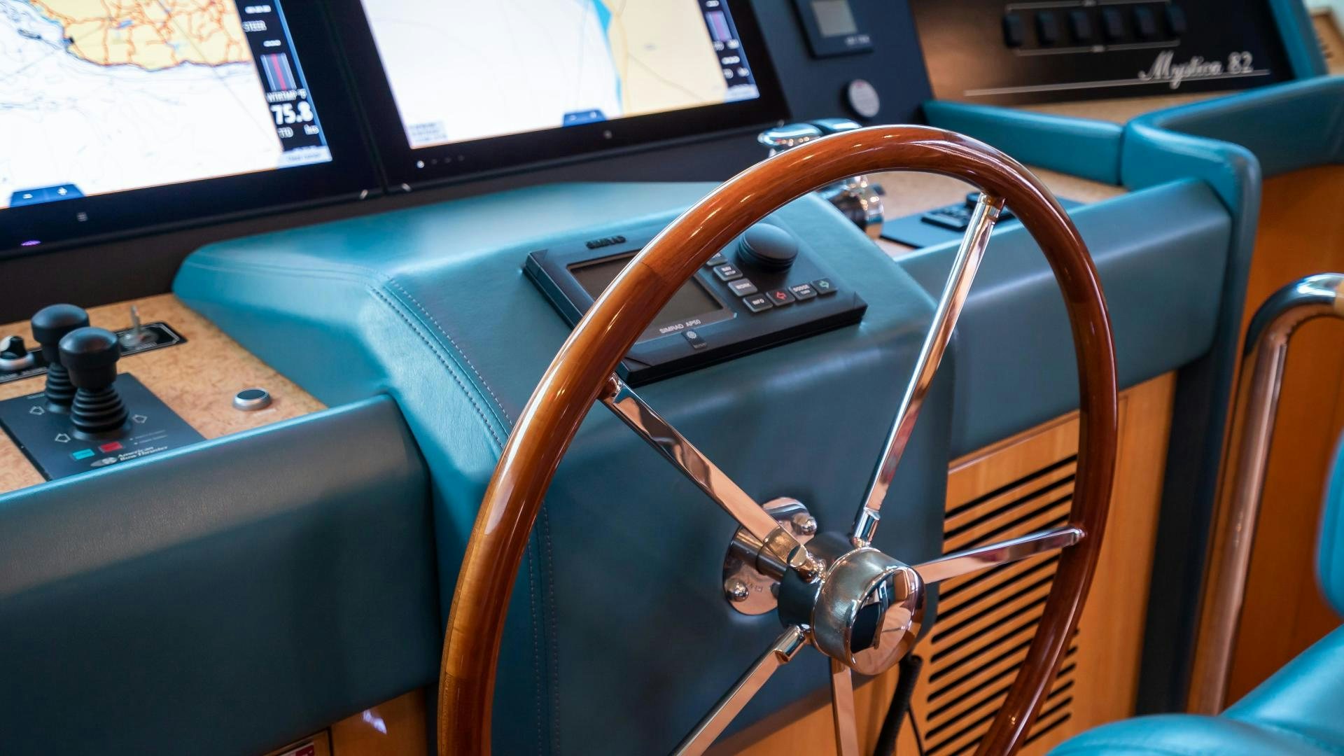 a machine with a steering wheel aboard FULL HOUSE Yacht for Sale