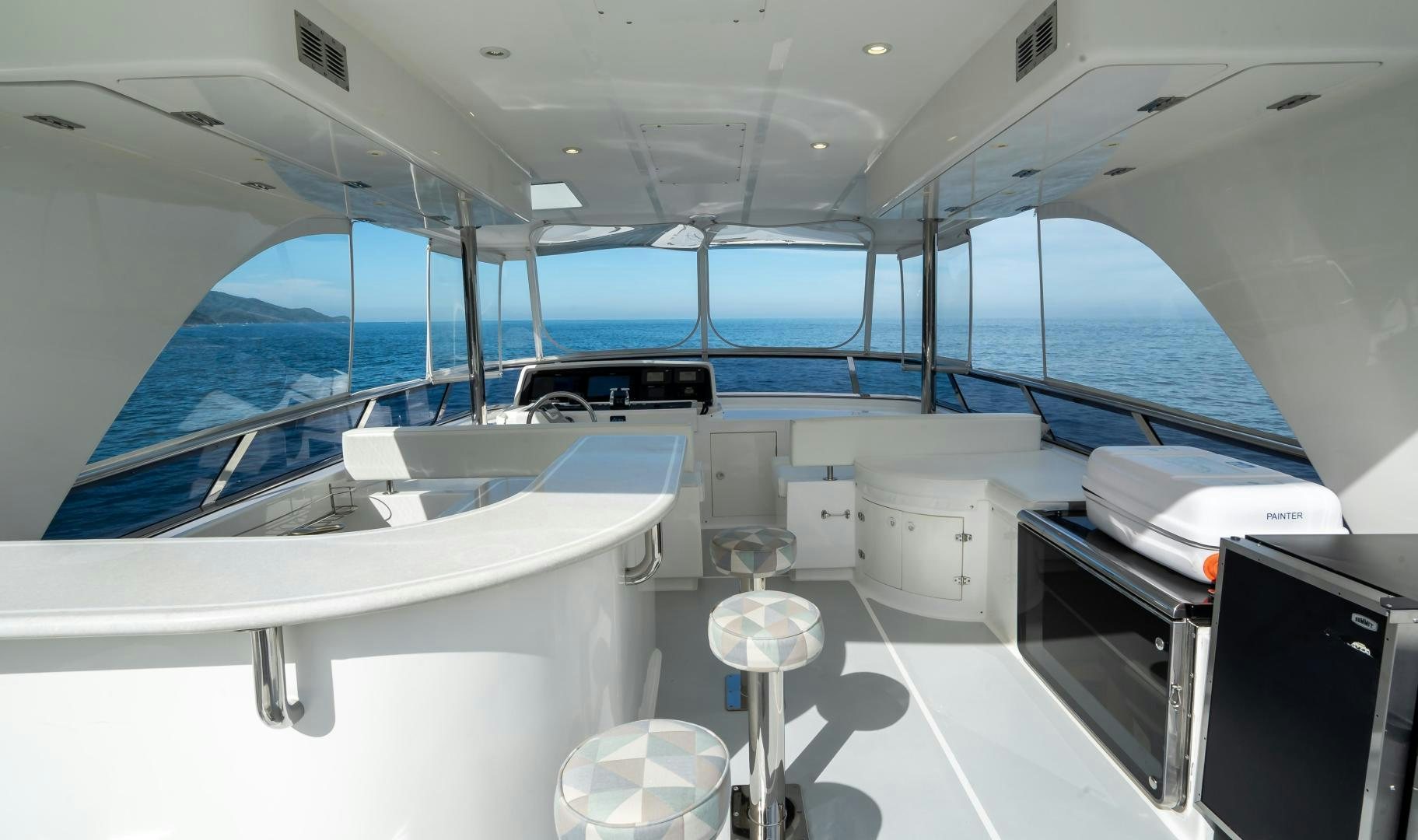 inside of a space ship aboard FULL HOUSE Yacht for Sale