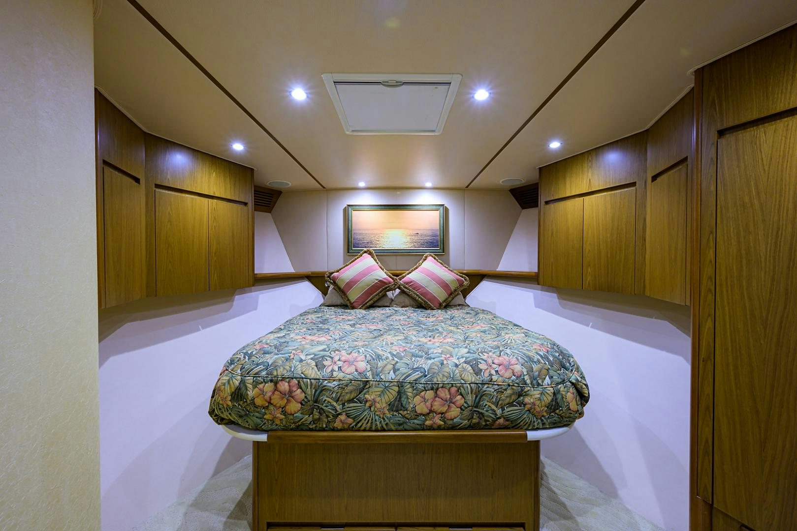 a bed in a room aboard RITE ANGLER Yacht for Sale
