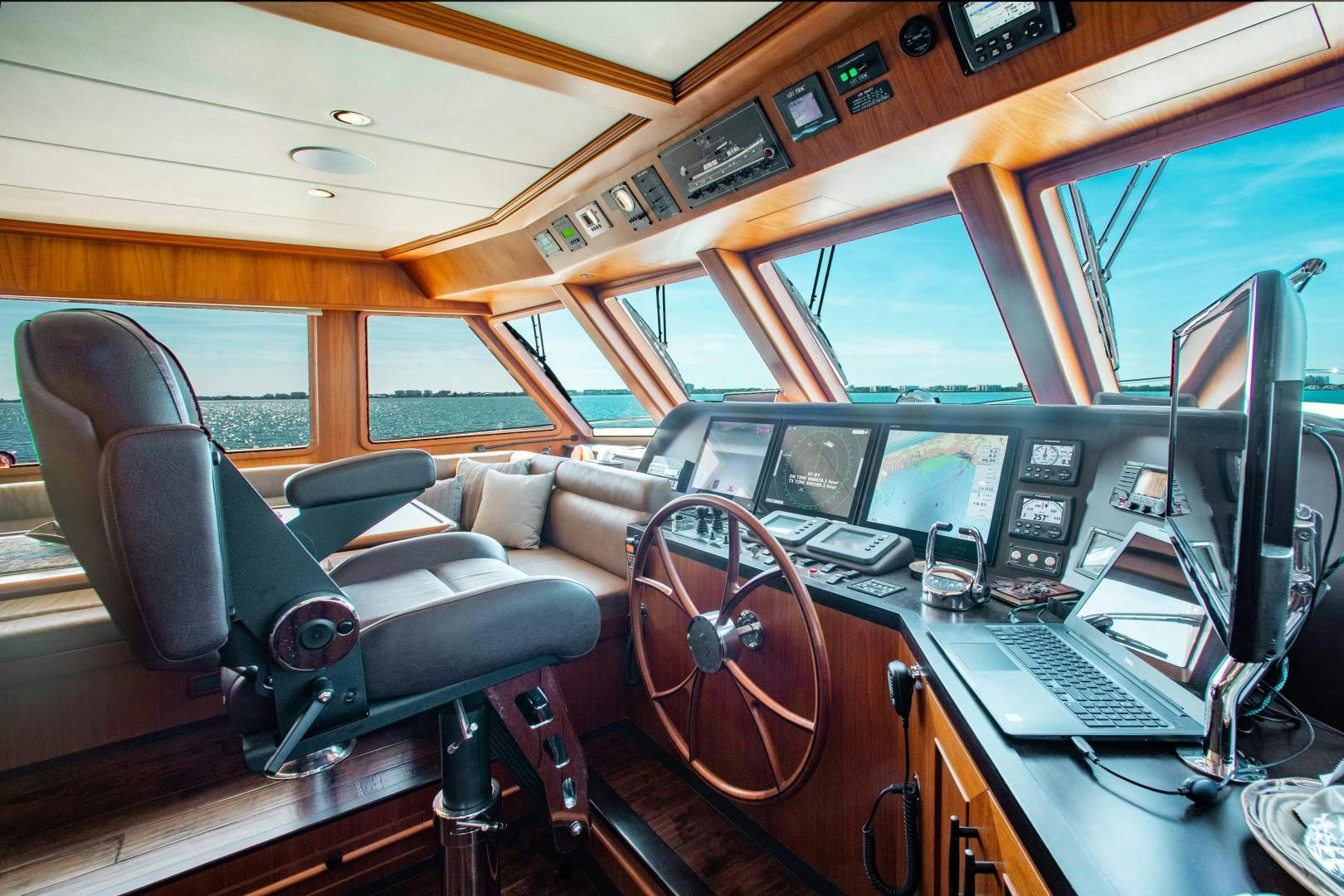 inside of a car aboard BARBARA SUE II Yacht for Sale