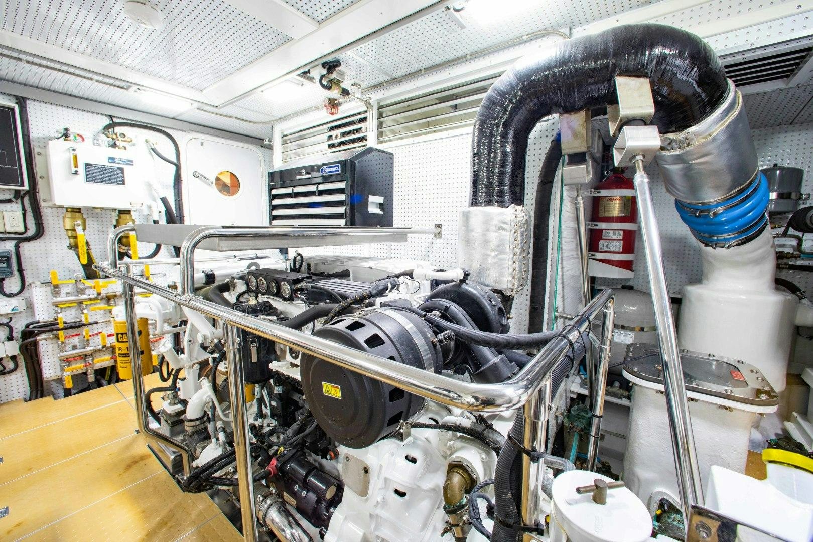 a machine in a factory aboard BARBARA SUE II Yacht for Sale