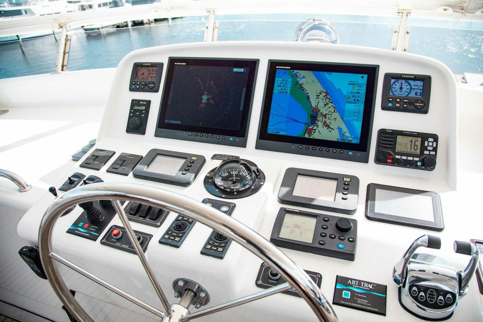 a control panel on a boat aboard BARBARA SUE II Yacht for Sale