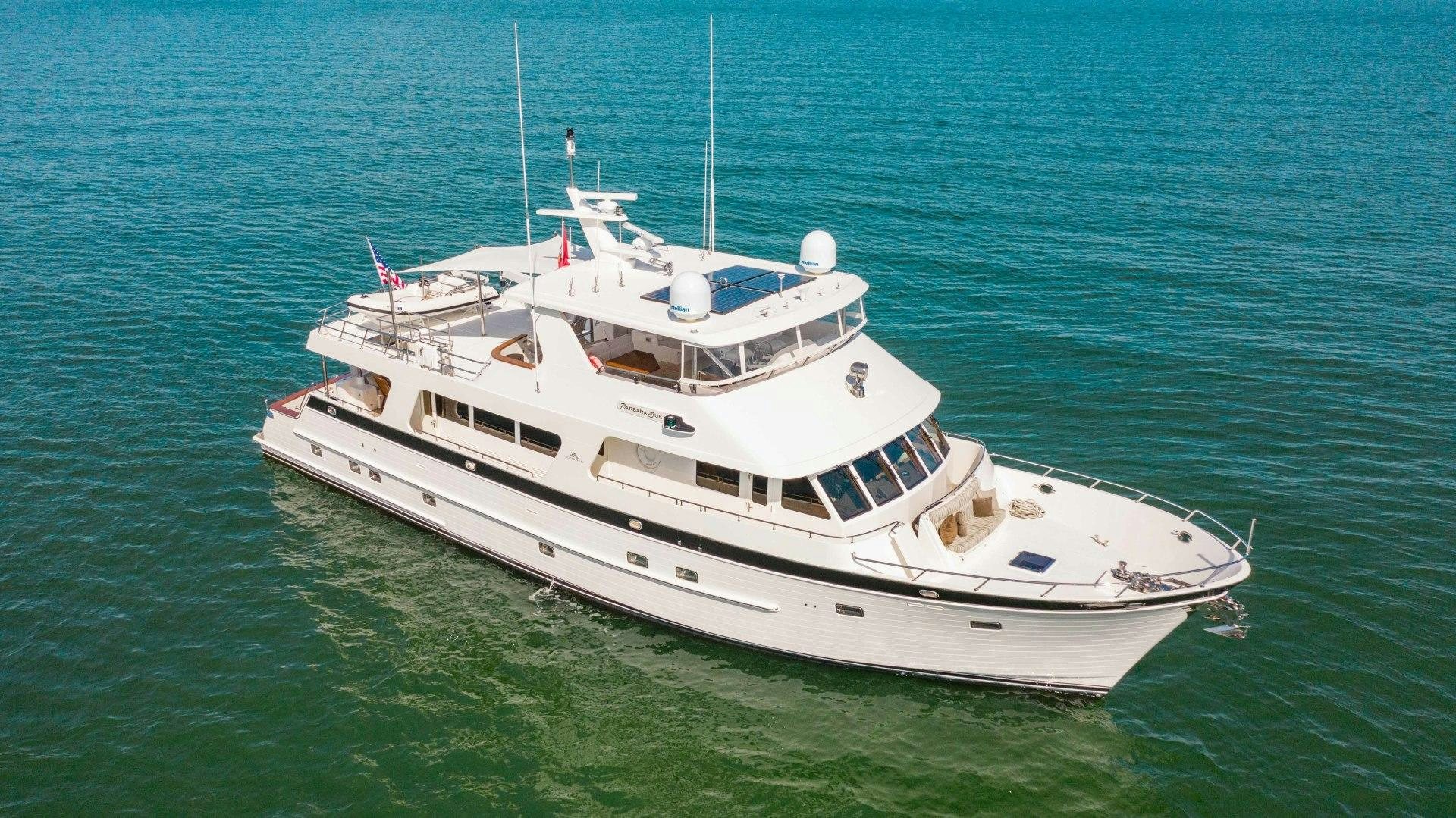 a white boat in the water aboard BARBARA SUE II Yacht for Sale