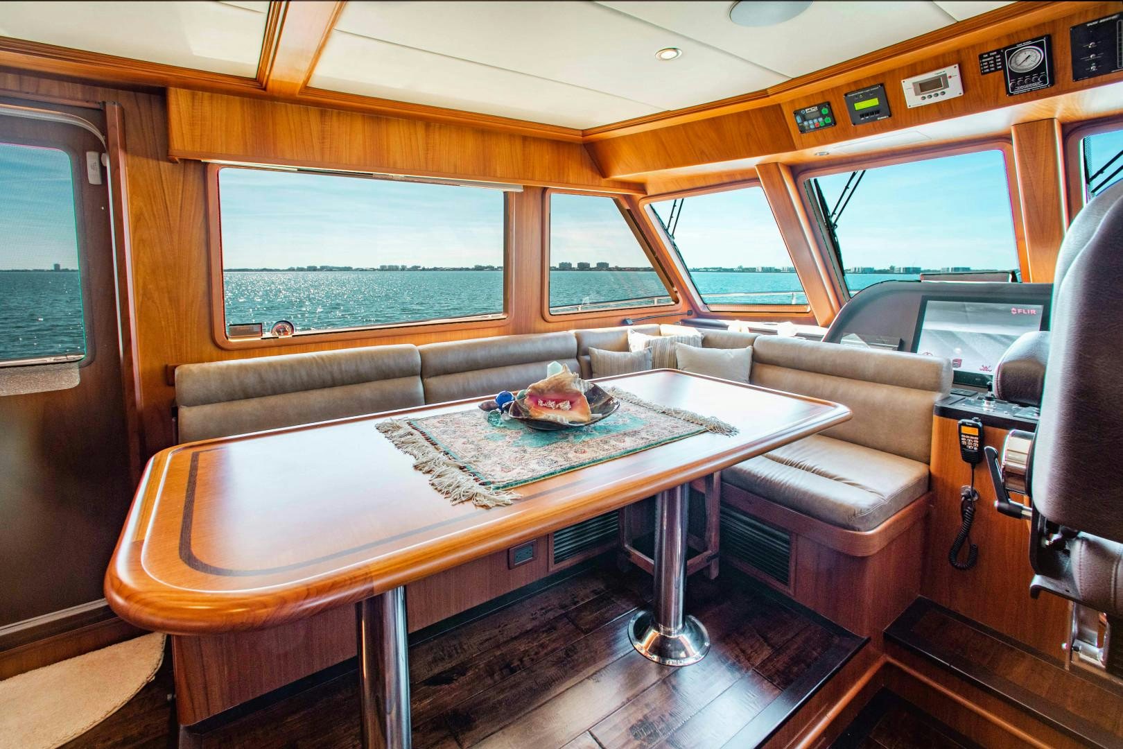a table in a train aboard BARBARA SUE II Yacht for Sale